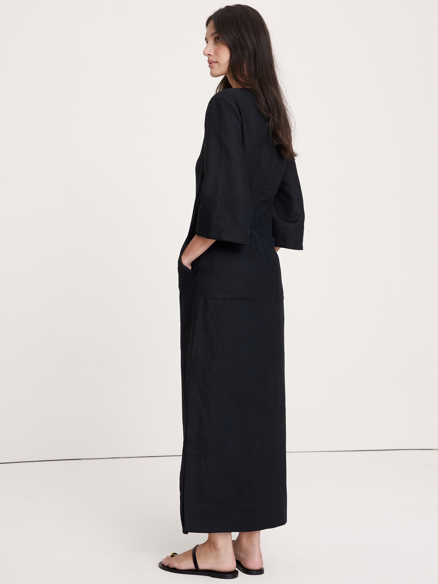 Image number 3 showing, Linen Scoop-Neck Maxi Dress