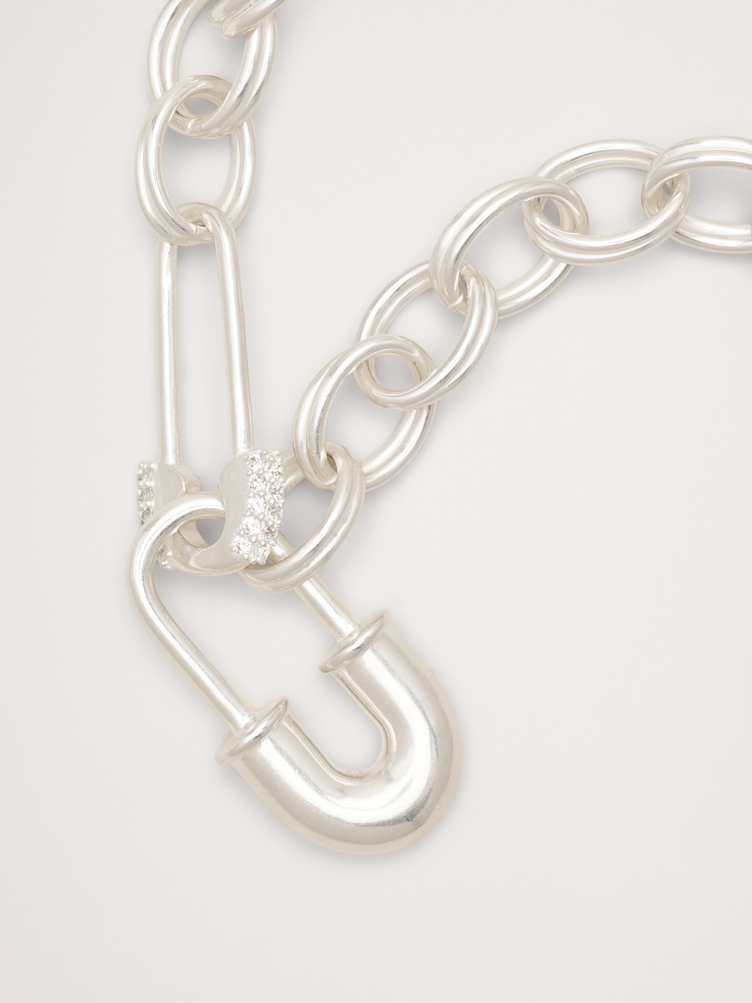 Image number 3 showing, Rhinestone Safety Pin Chain Necklace