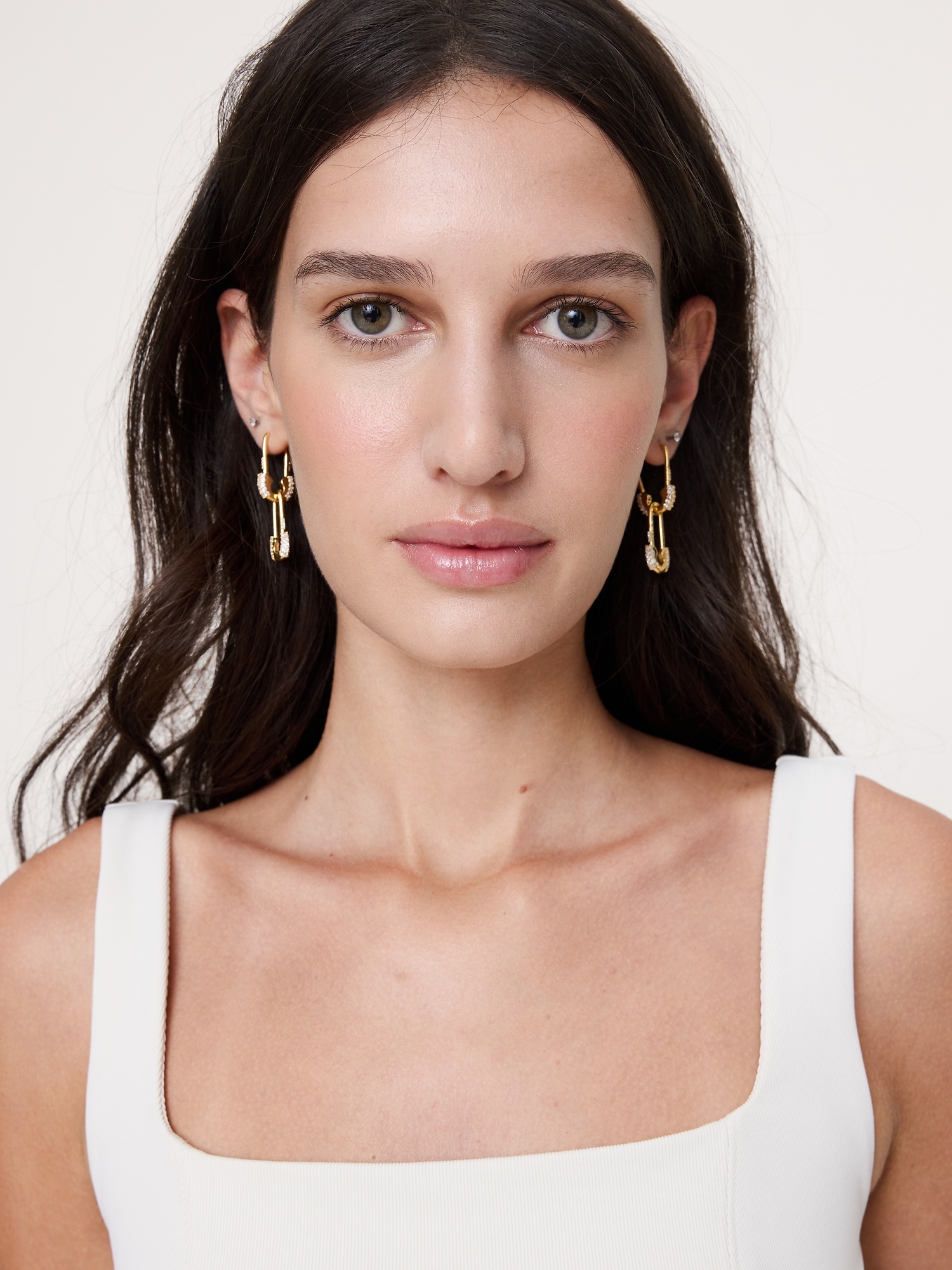 Image number 2 showing, Rhinestone Safety Pin Earrings