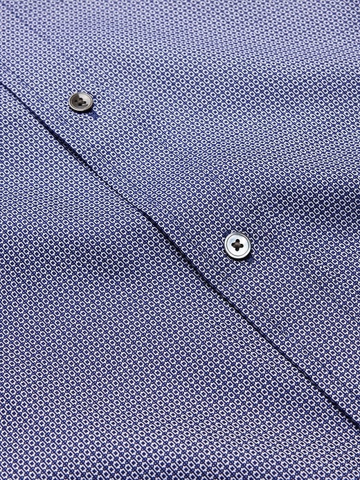 Banana Republic Men's Standard-Fit Wrinkle-Resistant Dress Shirt Navy Blue Geo Tall Size XL