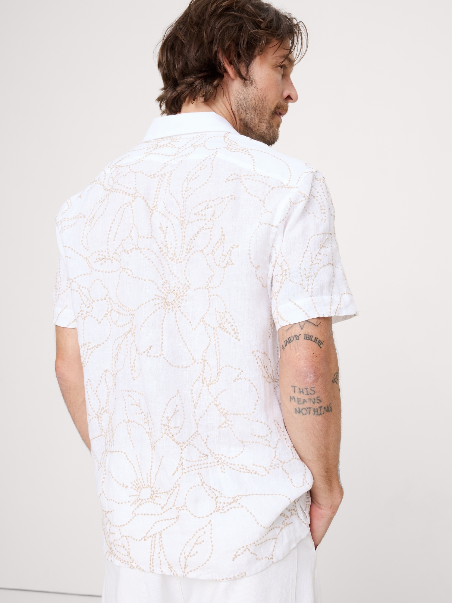 Image number 7 showing, Standard-Fit Embroidered Linen Resort Shirt