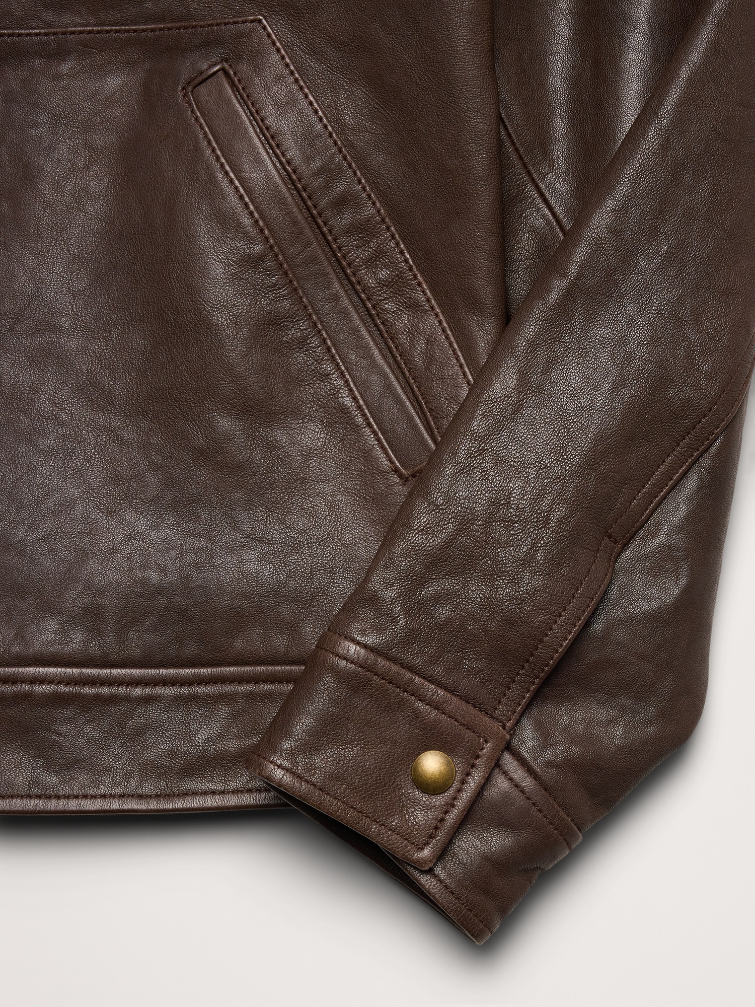 Мужская куртка Banana Republic Leather Trucker, цвет: Шоколадный коричневый — фото 6