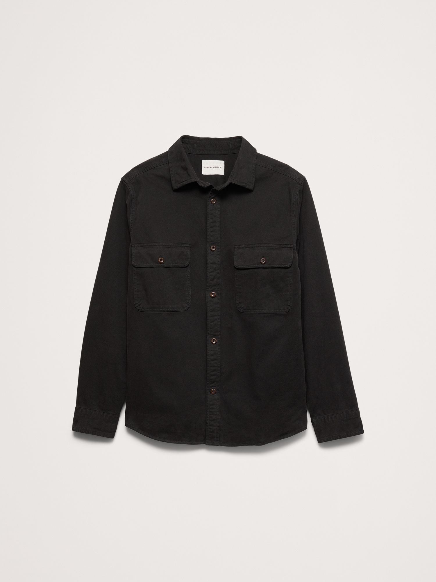 Мужская рубашка Banana Republic Cotton Twill Overshirt, цвет: Чёрный — фото 4