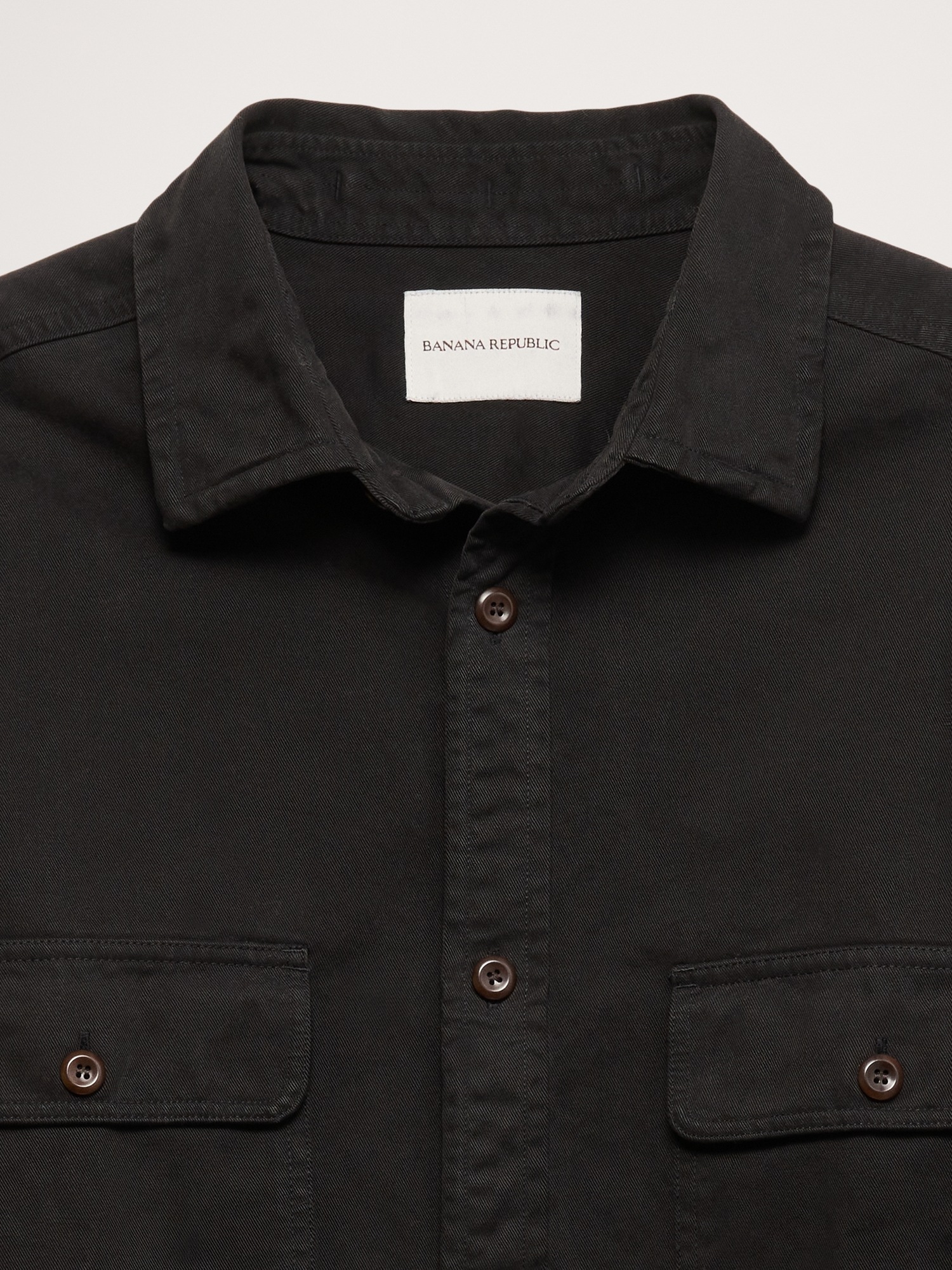 Мужская рубашка Banana Republic Cotton Twill Overshirt, цвет: Чёрный — фото 5