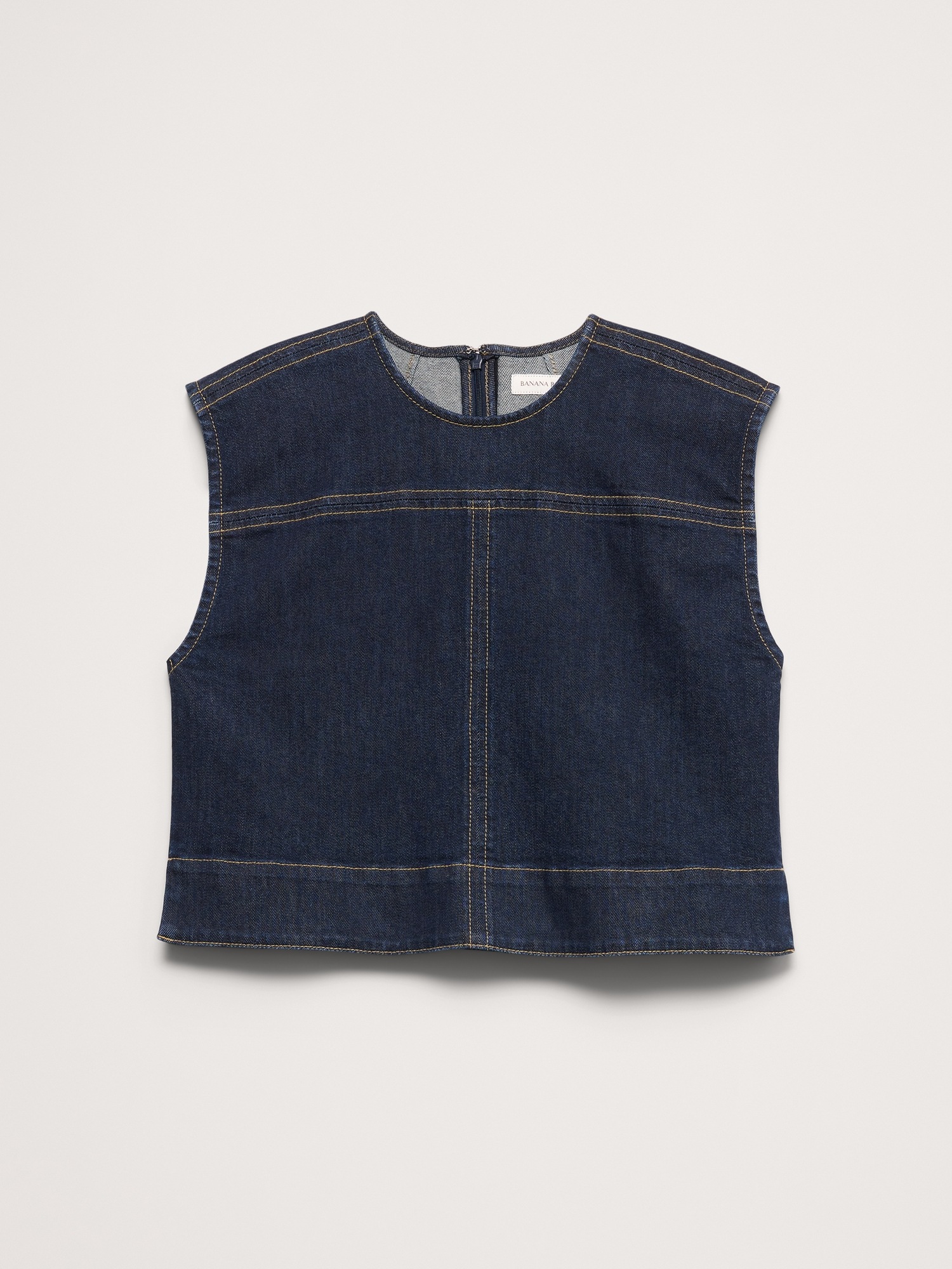 Женский топ Banana Republic Top-Stitched Denim Top, цвет: Тёмная варка — фото 4