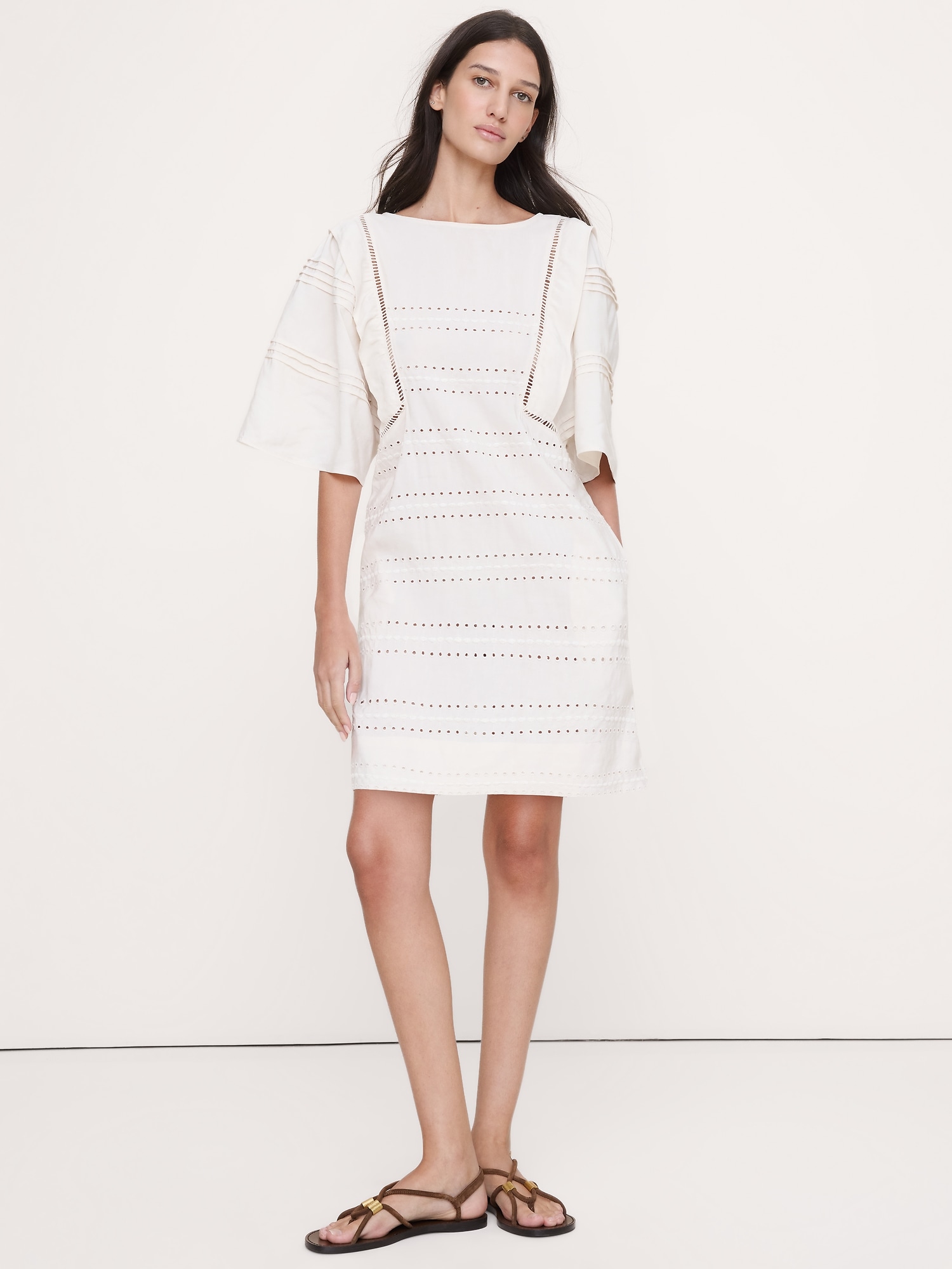 Image number 1 showing, Tencel™-Linen Eyelet Mini Dress