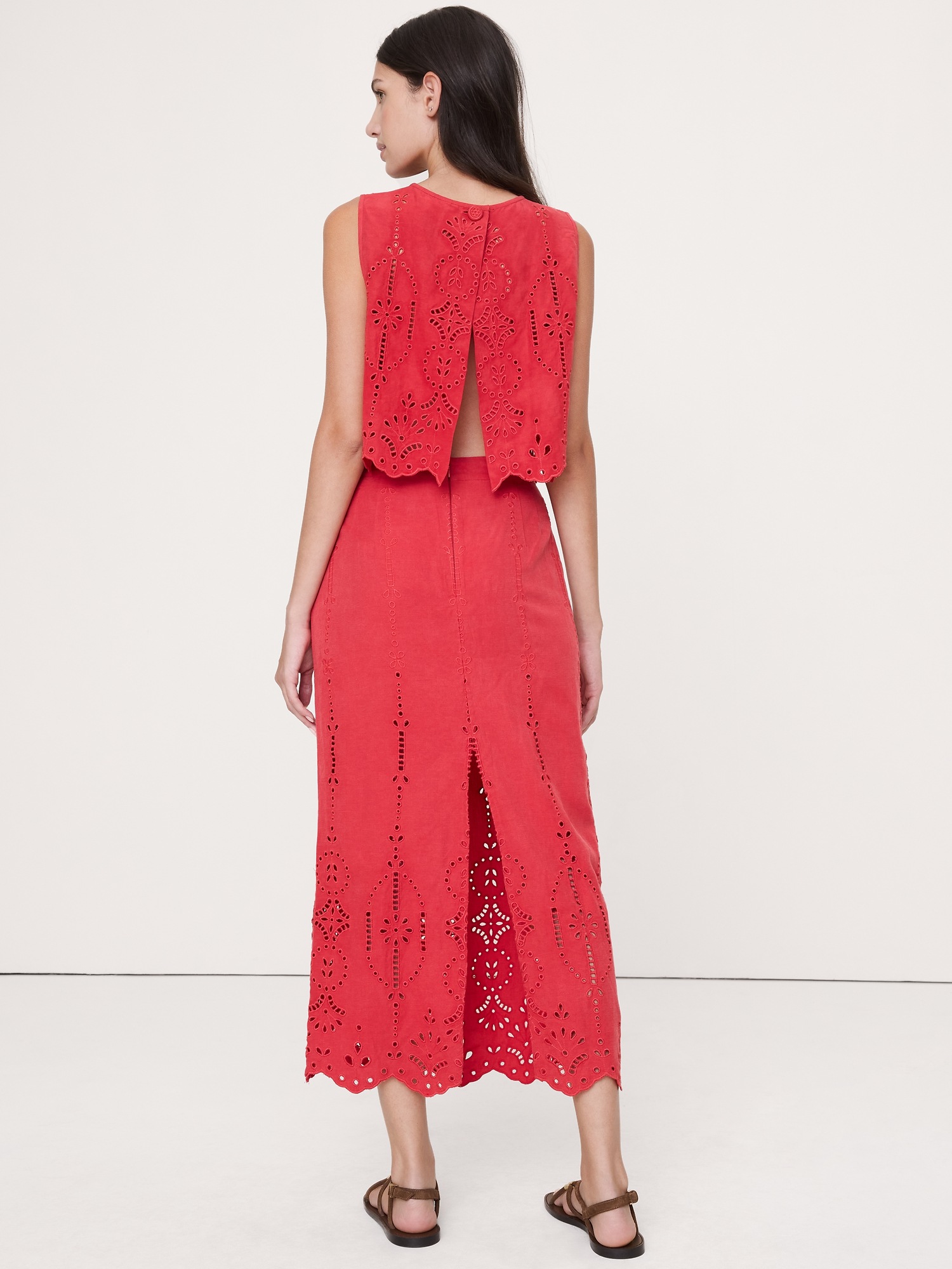 Женская юбка Banana Republic Tencel™-Linen Eyelet Maxi, цвет: Красный — фото 2