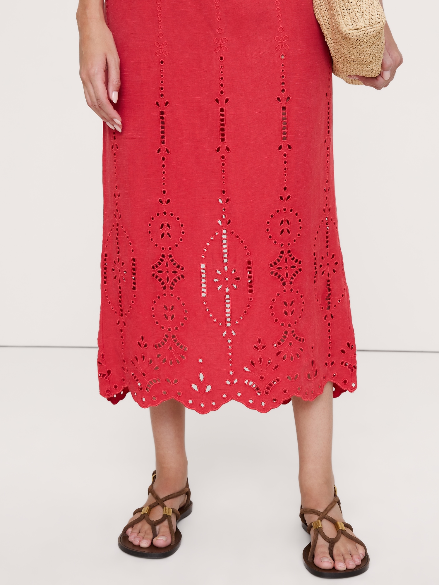 Image number 4 showing, Tencel™-Linen Eyelet Maxi Skirt