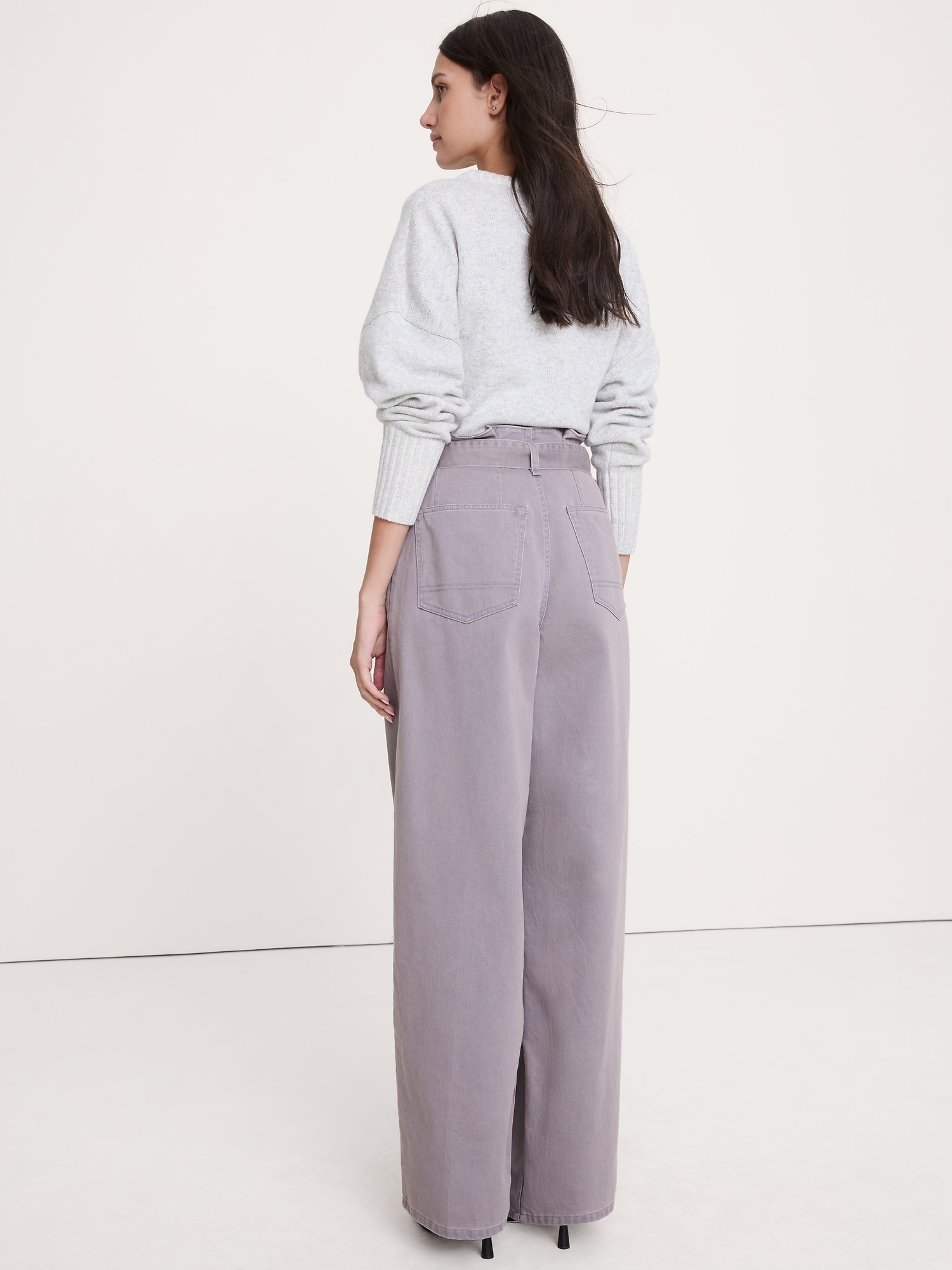 Image number 3 showing, High-Rise Straight-Leg Paperbag Pant