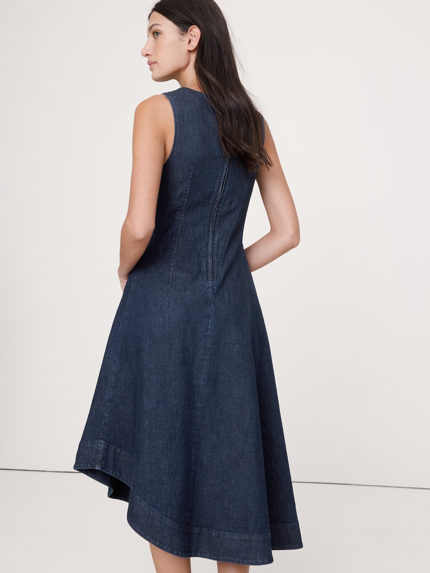 Image number 2 showing, Denim Asymmetric Midi Dress
