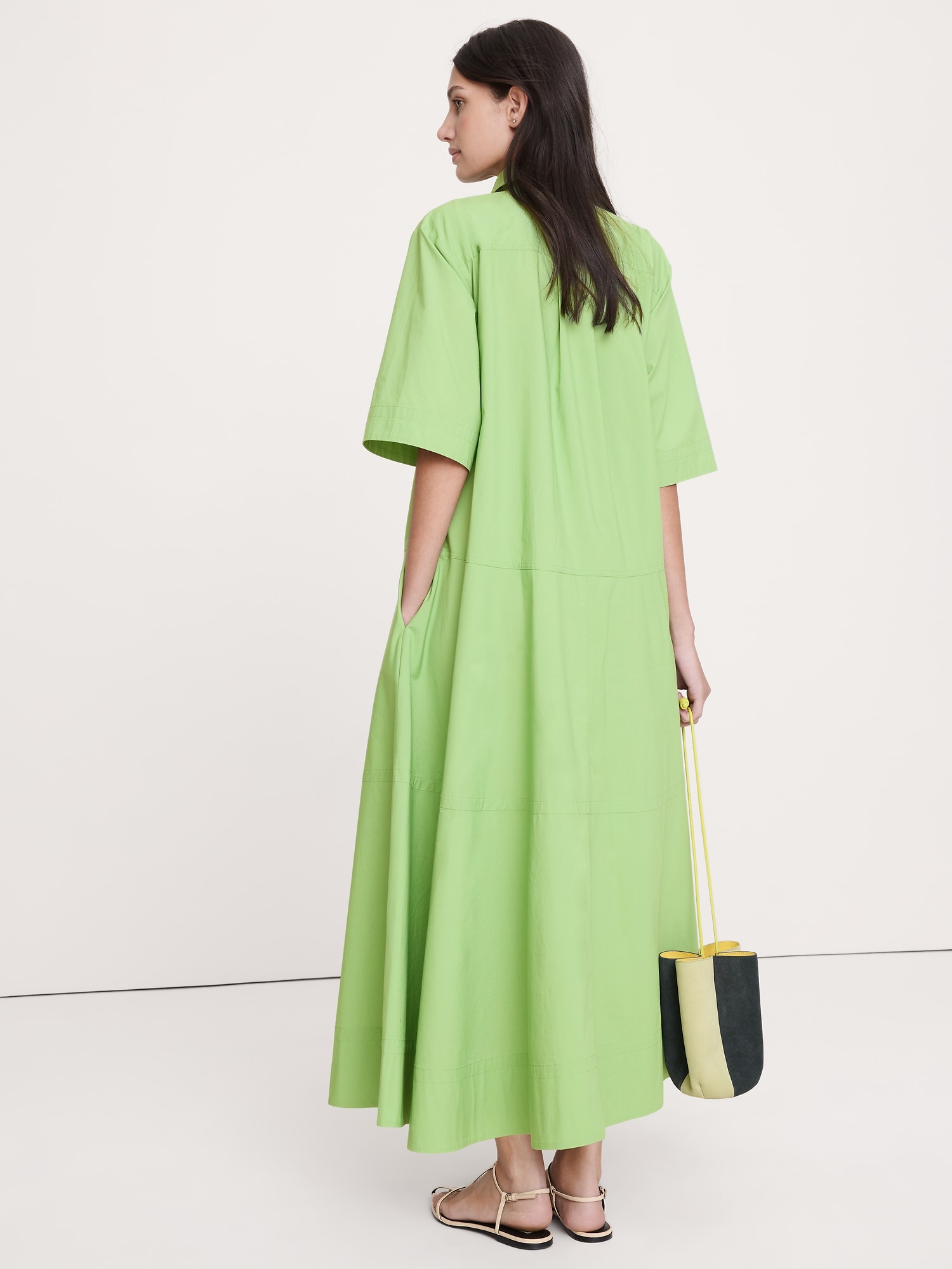 Image number 7 showing, Cotton Poplin Trapeze Maxi Shirt Dress