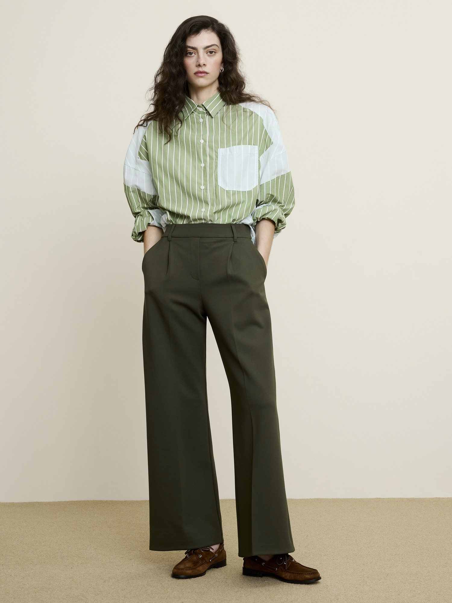 Image number 6 showing, High-Rise Wide-Leg Drapey Ponte Pull-On Pant