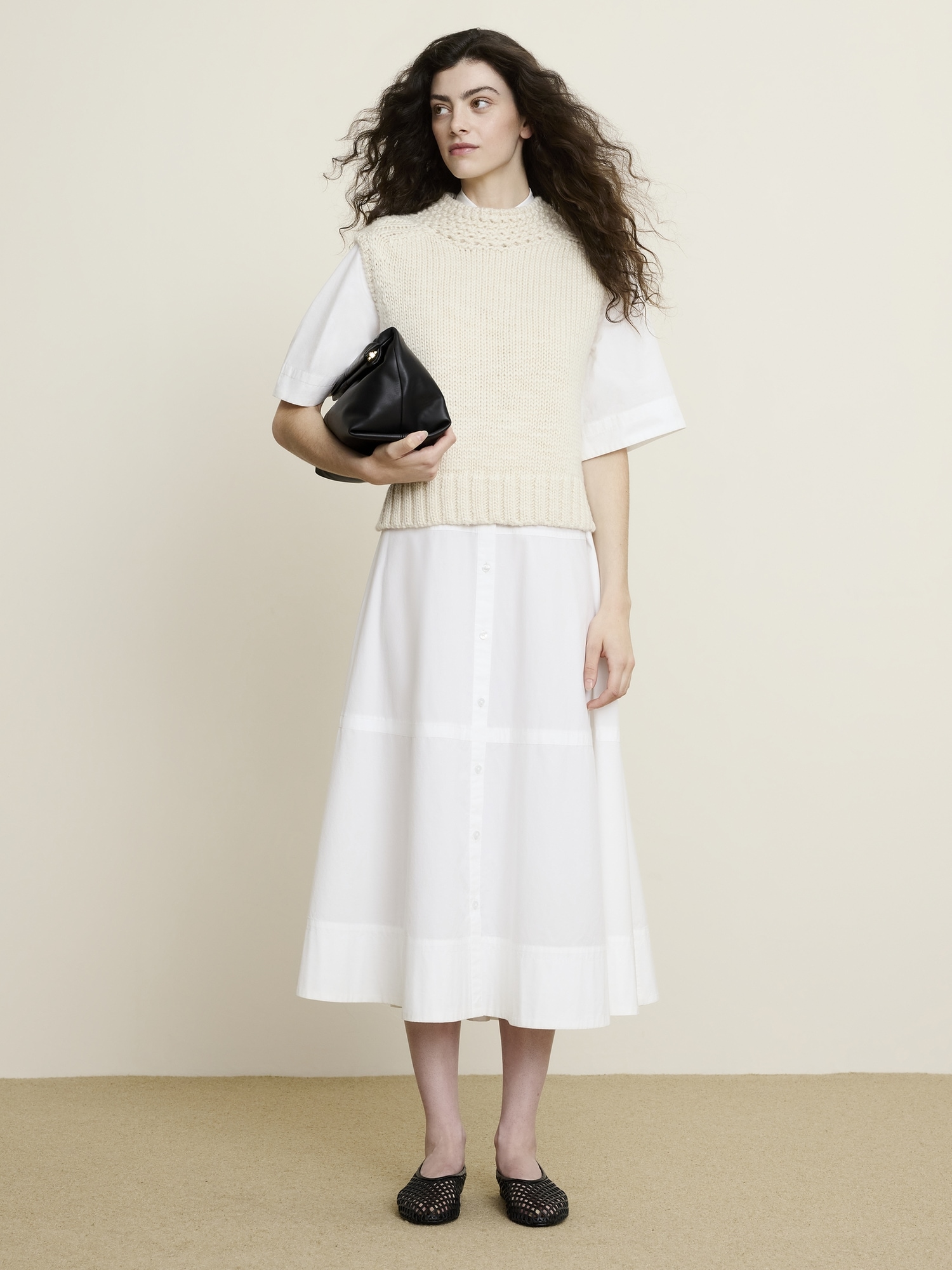 Image number 4 showing, Cotton Poplin Trapeze Maxi Shirt Dress