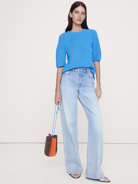 Cotton Puff-Sleeve Sweater