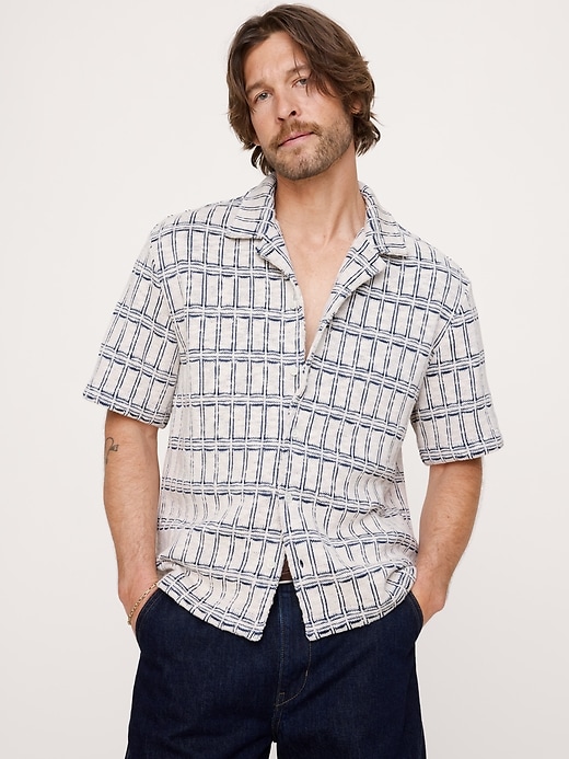 Relaxed-Fit Jacquard Resort Shirt | Banana Republic