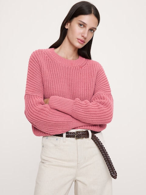 Chunky Cotton Crew-Neck Sweater