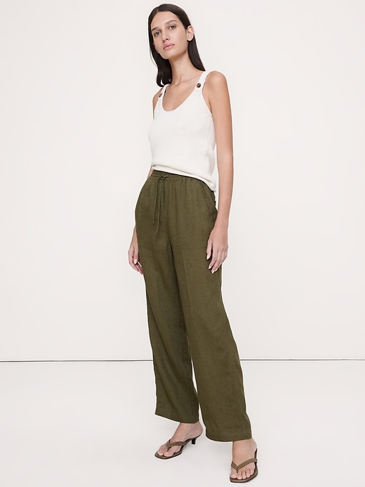 The Getaway Straight-Leg Pull-On Pant in Linen