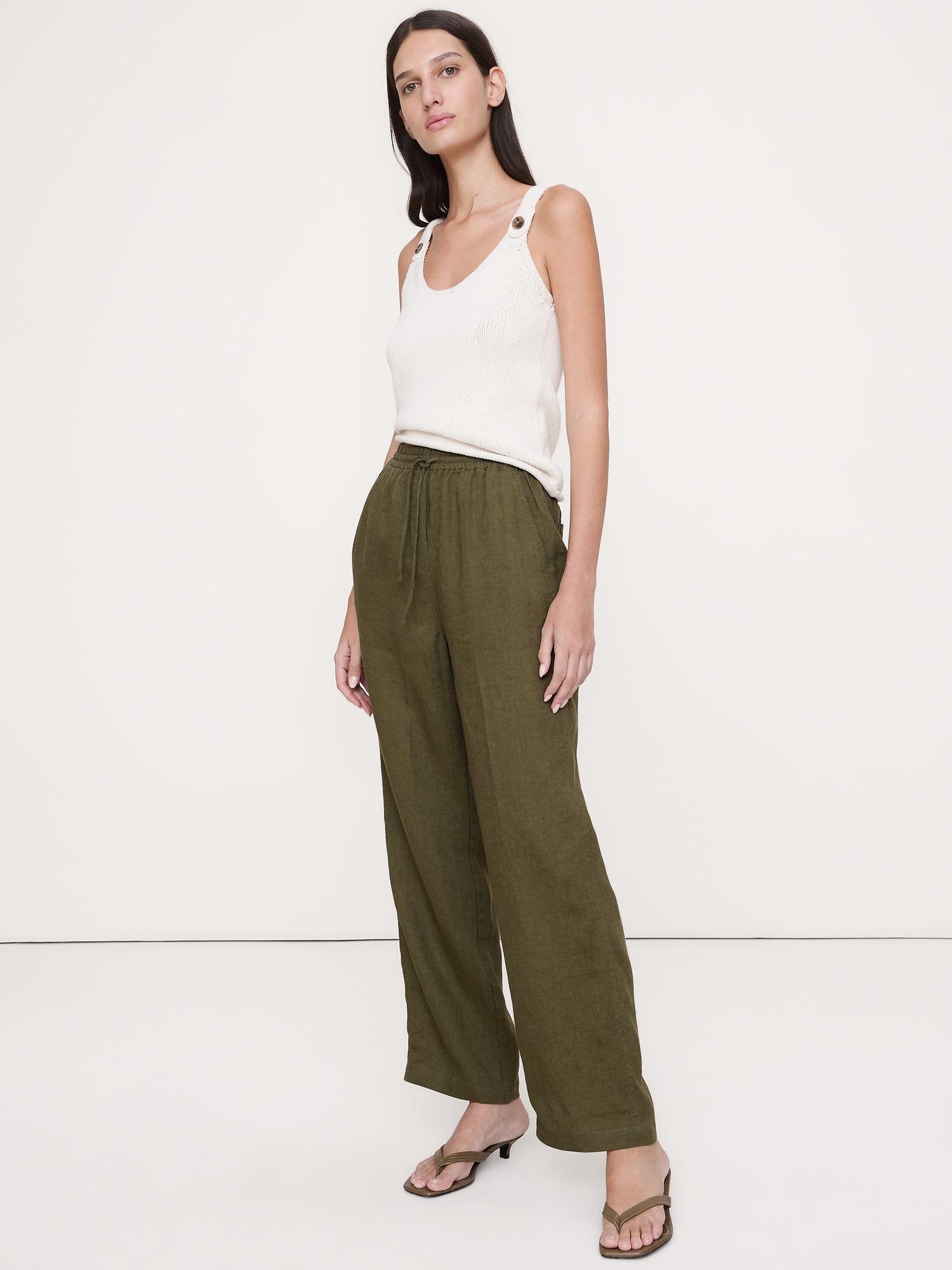 The Getaway Straight-Leg Pull-On Pant in Linen