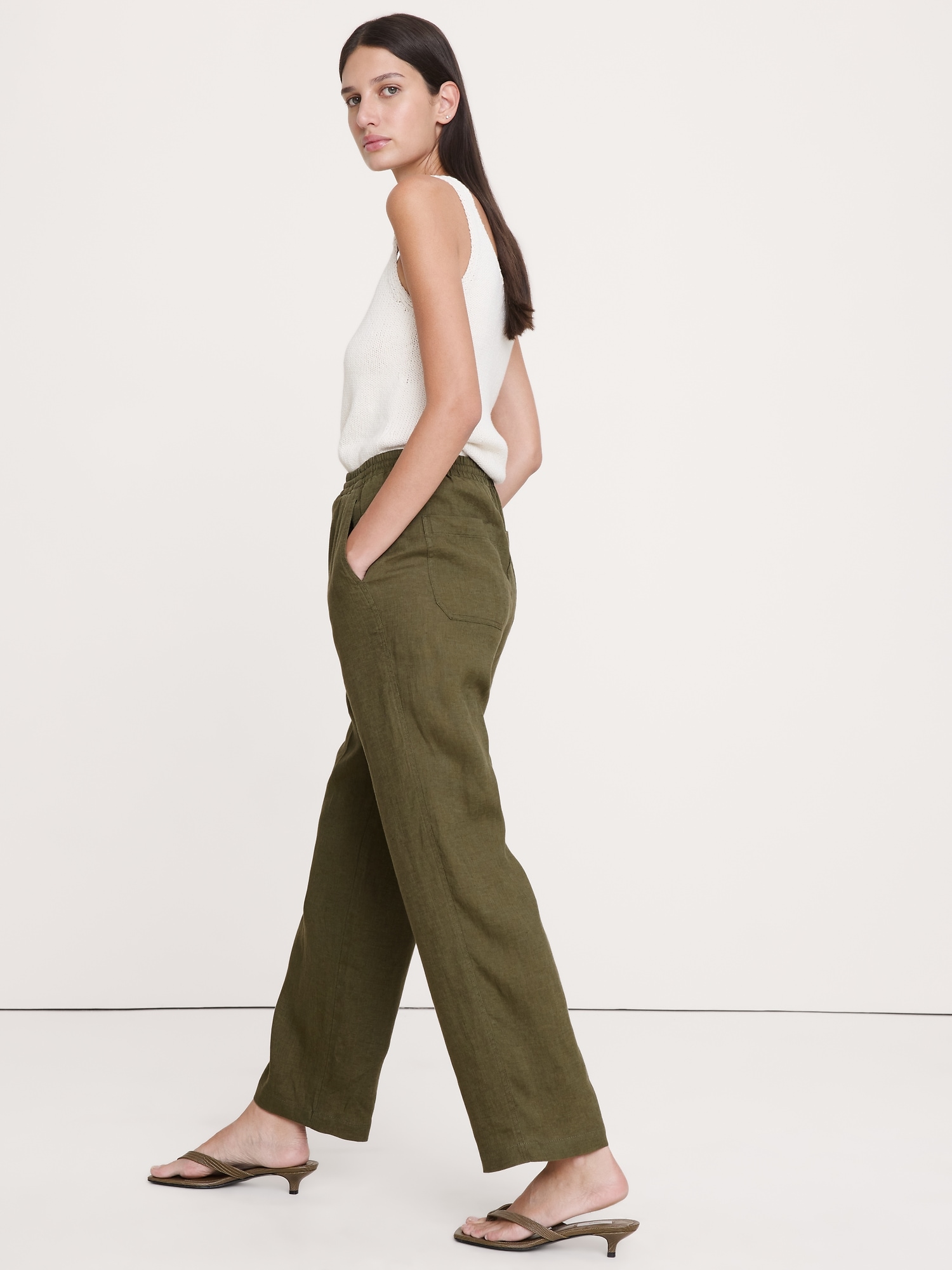 Image number 3 showing, The Getaway Straight-Leg Pull-On Pant in Linen