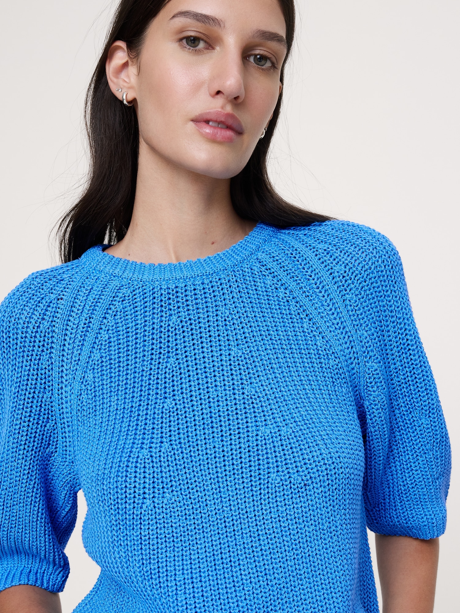 Image number 3 showing, Cotton Puff-Sleeve Sweater