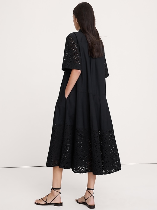 banana republic black eyelet dress Trapeze Maxi Shirt Maxi dress