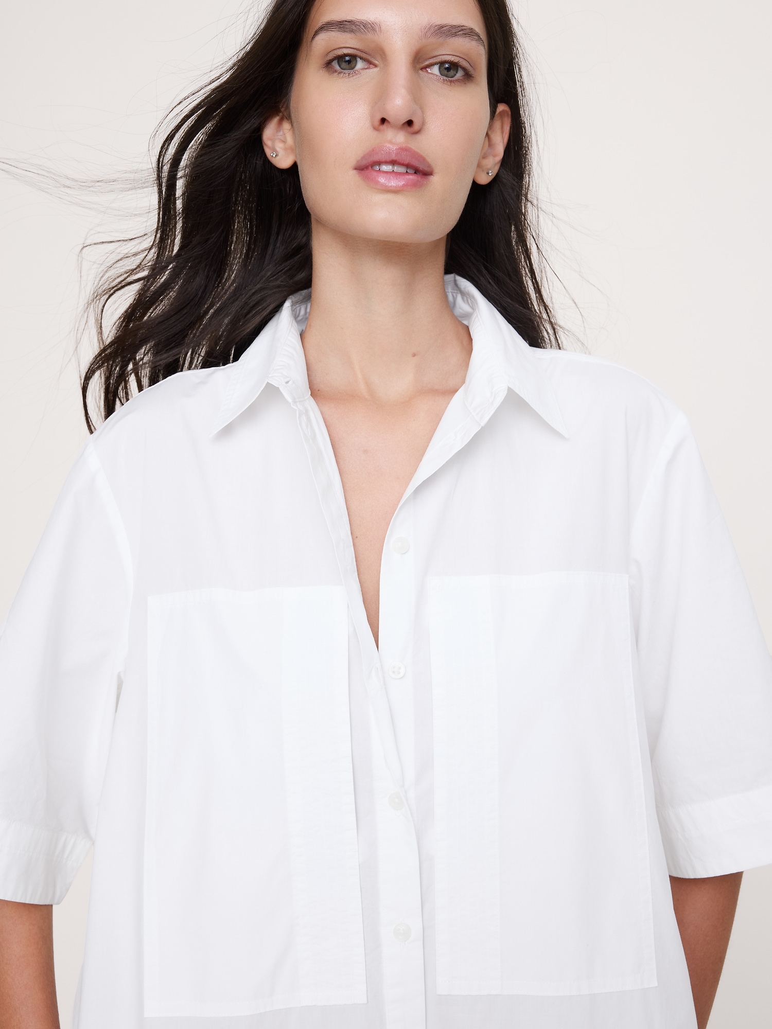 Image number 3 showing, Cotton Poplin Trapeze Maxi Shirt Dress