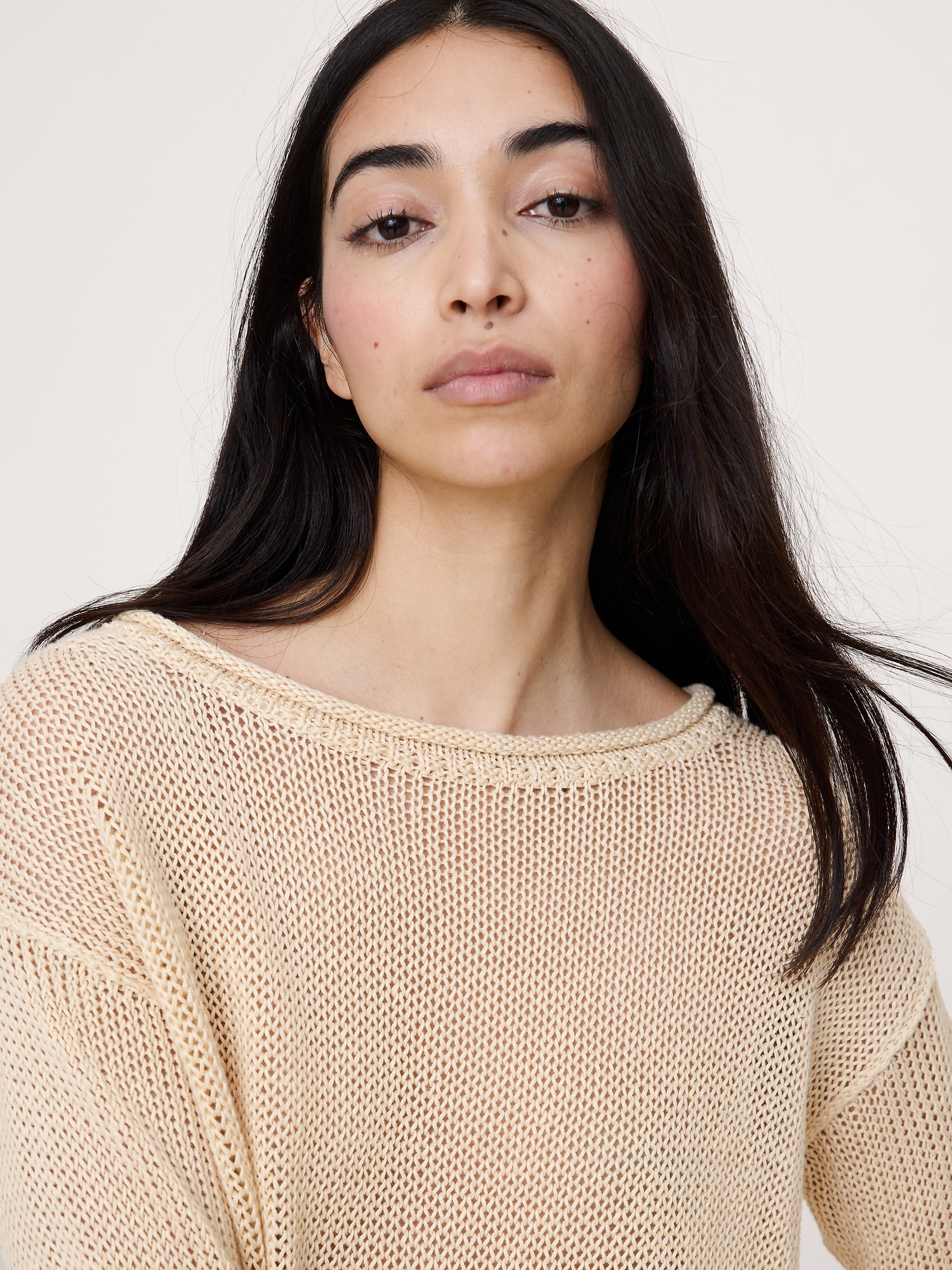 Женский свитер Banana Republic Heirloom Linen Boatneck, цвет: Сливочный жёлтый — фото 3