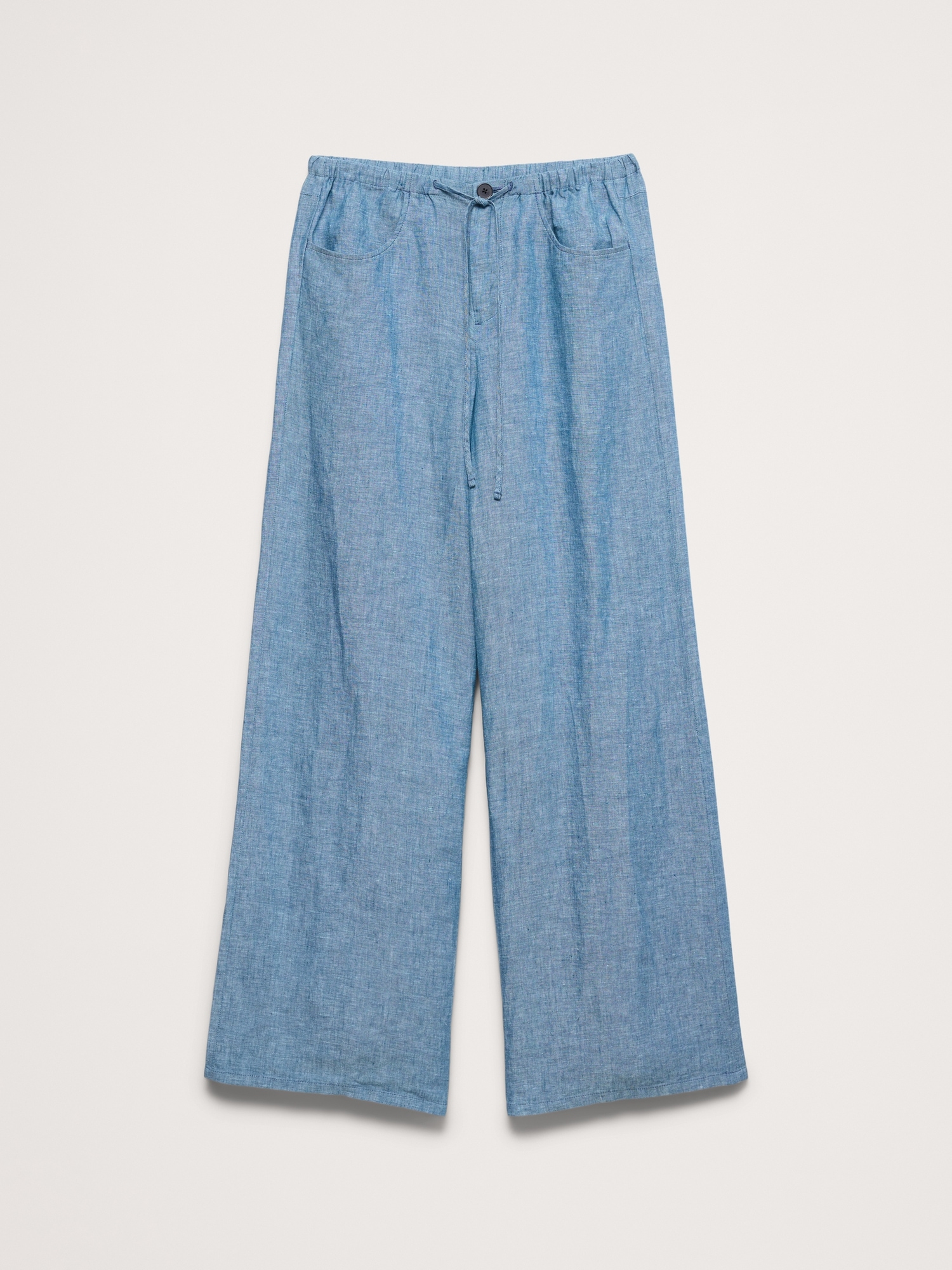 Image number 5 showing, The Studio Wide-Leg Drawstring Pant in Linen