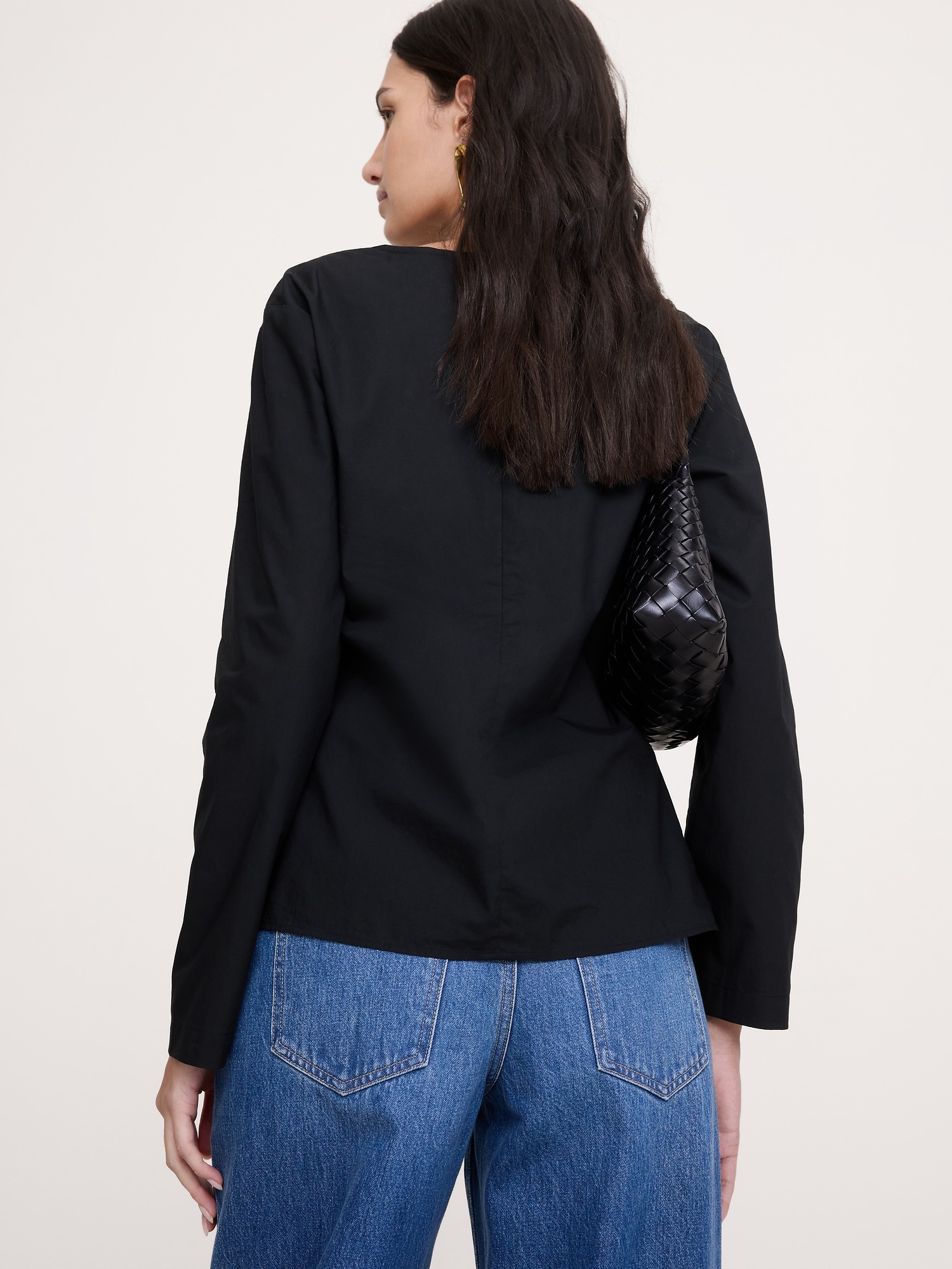 Женский топ Banana Republic Cotton Poplin Twist-Front Top, цвет: Чёрный — фото 2