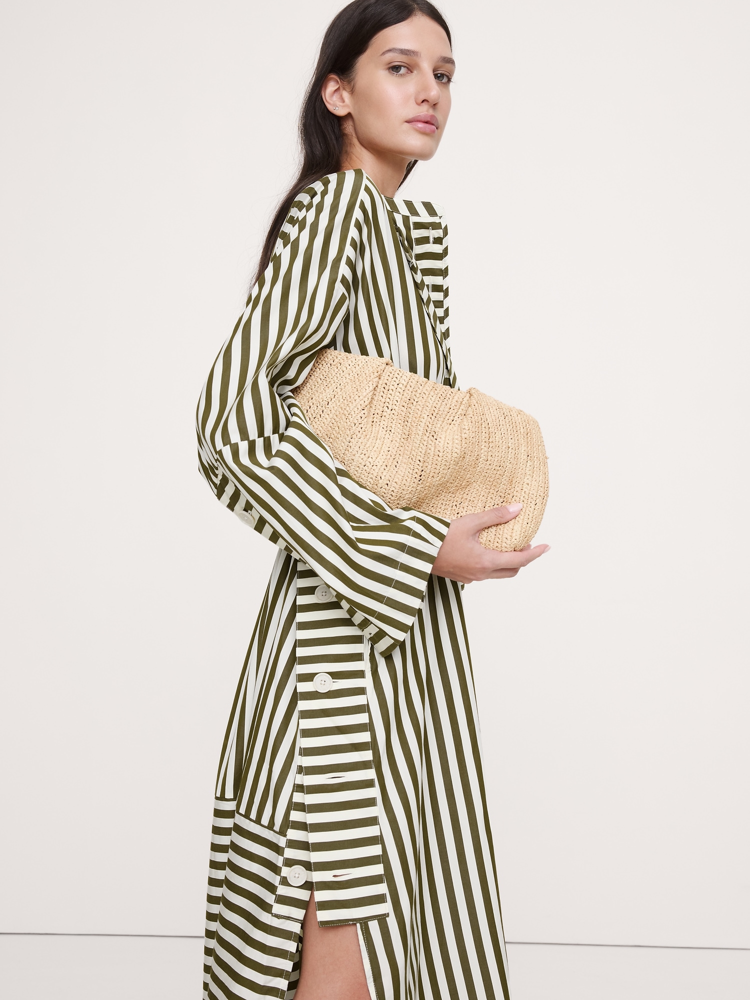 Image number 3 showing, Cotton Poplin Big-Button Shirt Dress