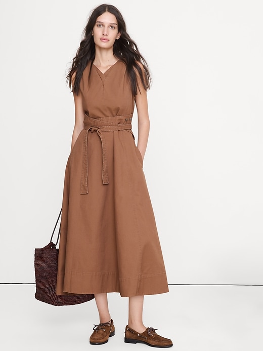 Cotton Canvas Midi Dress