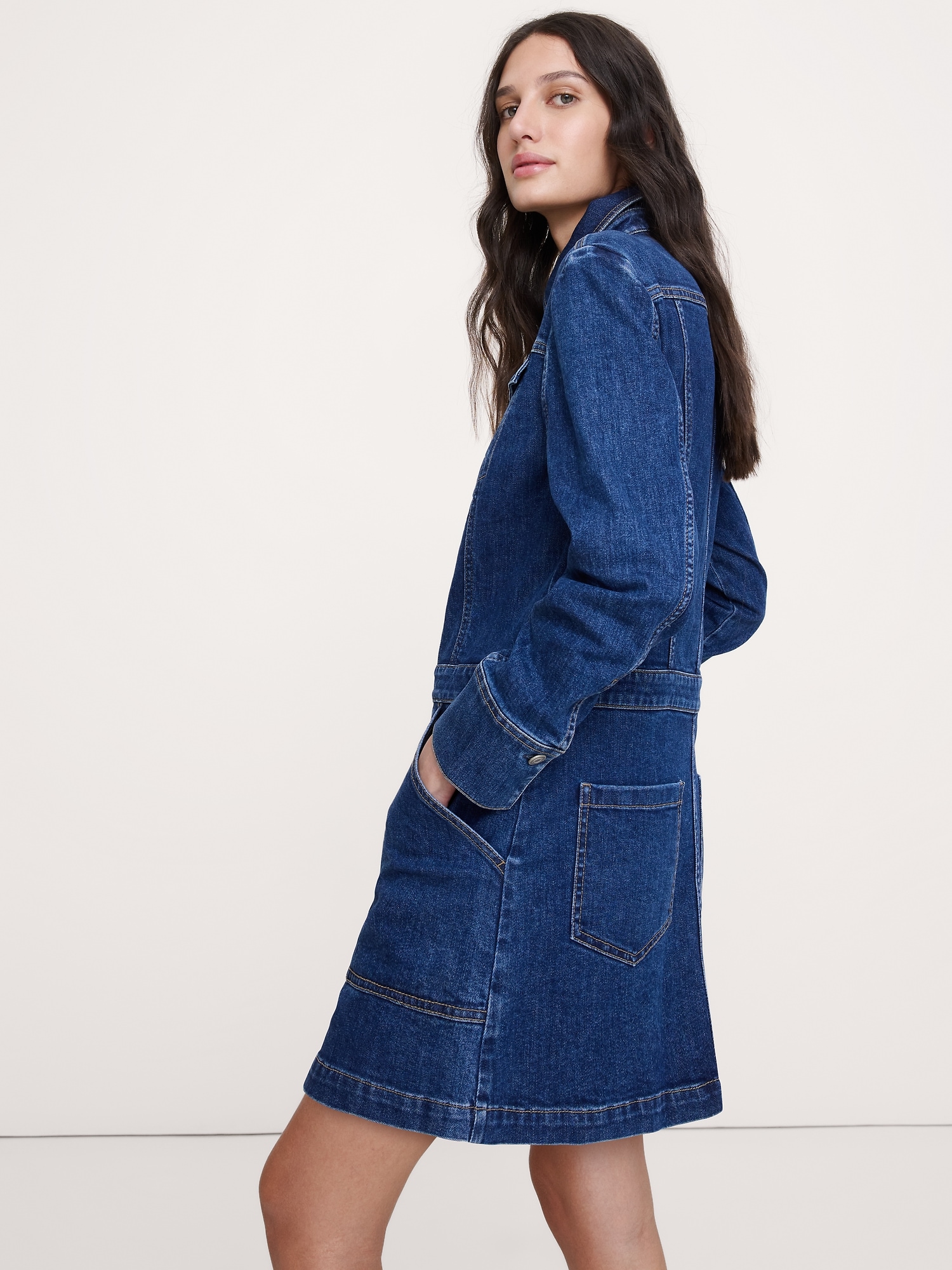 Image number 2 showing, Denim Trucker Mini Dress