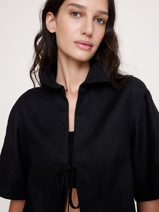 Linen Tie-Front Shirt | Banana Republic