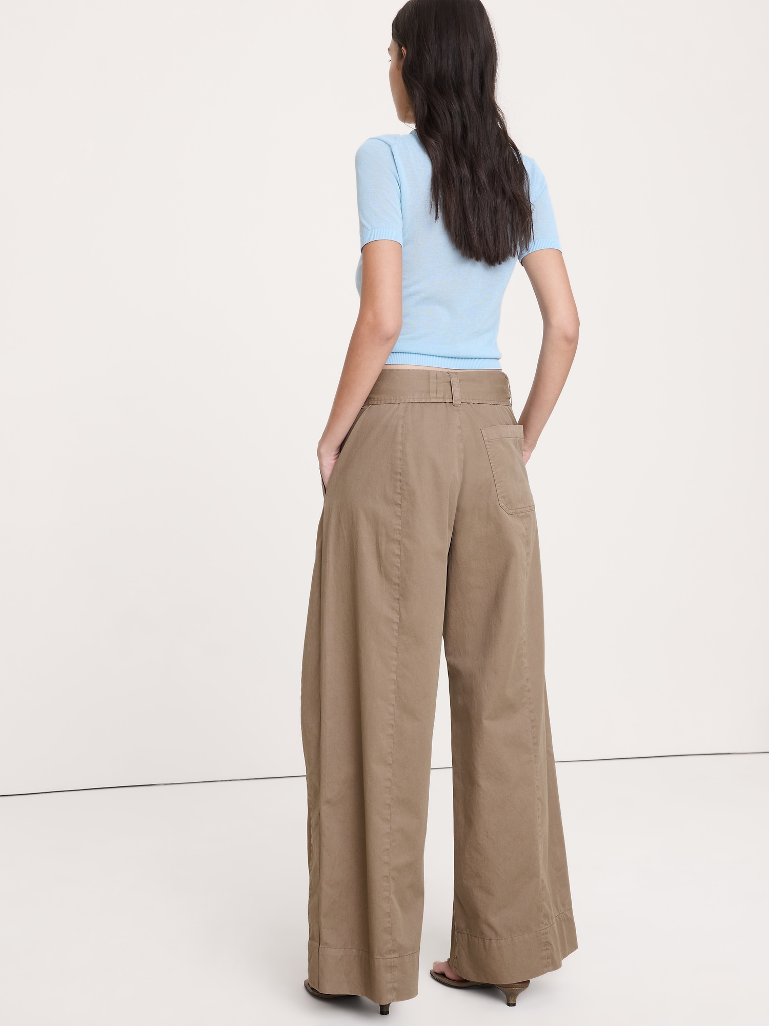 Image number 5 showing, High-Rise Wide-Leg Wrap-Front Chino