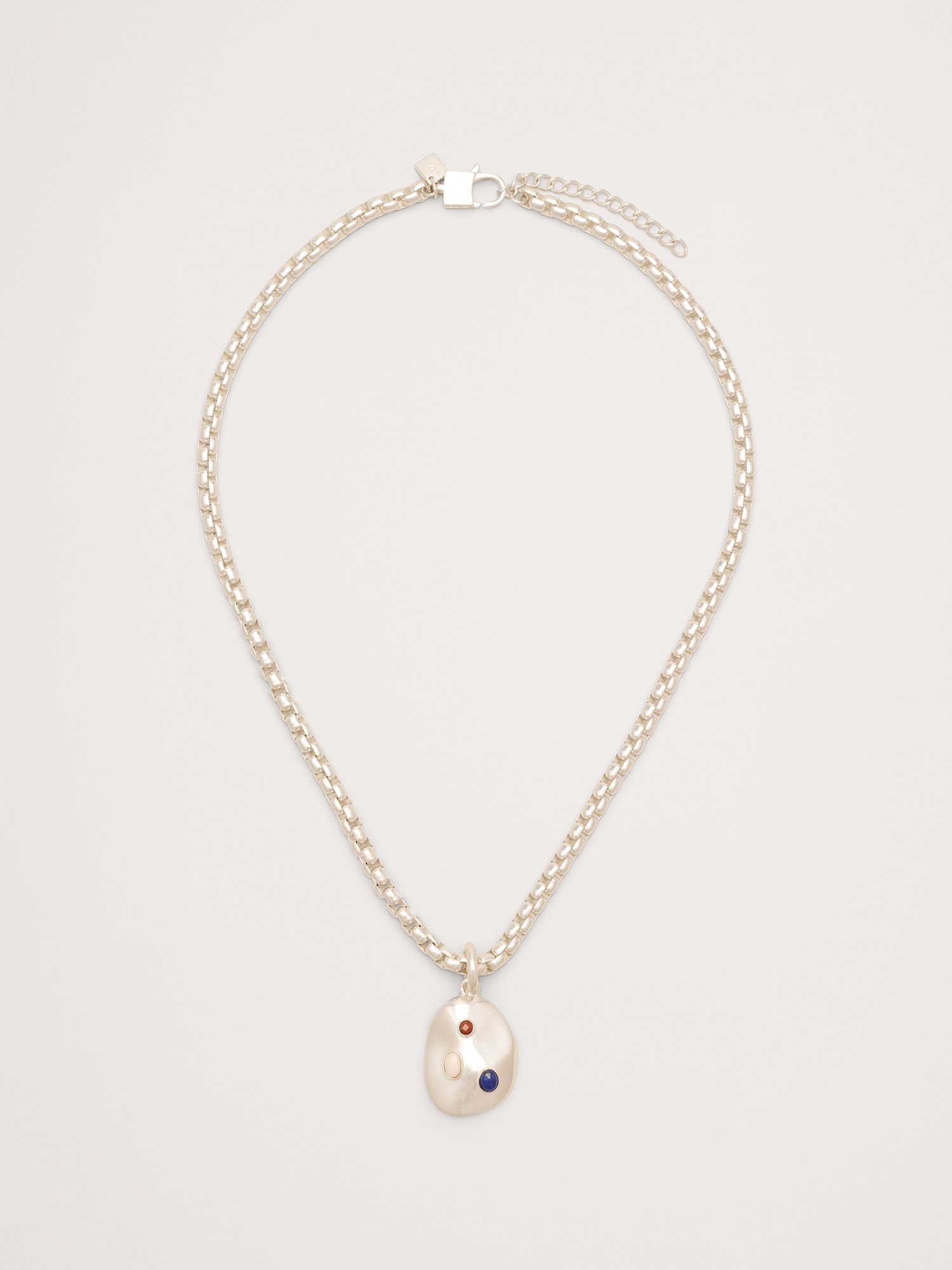 Gem Studed Oval Pendant Necklace