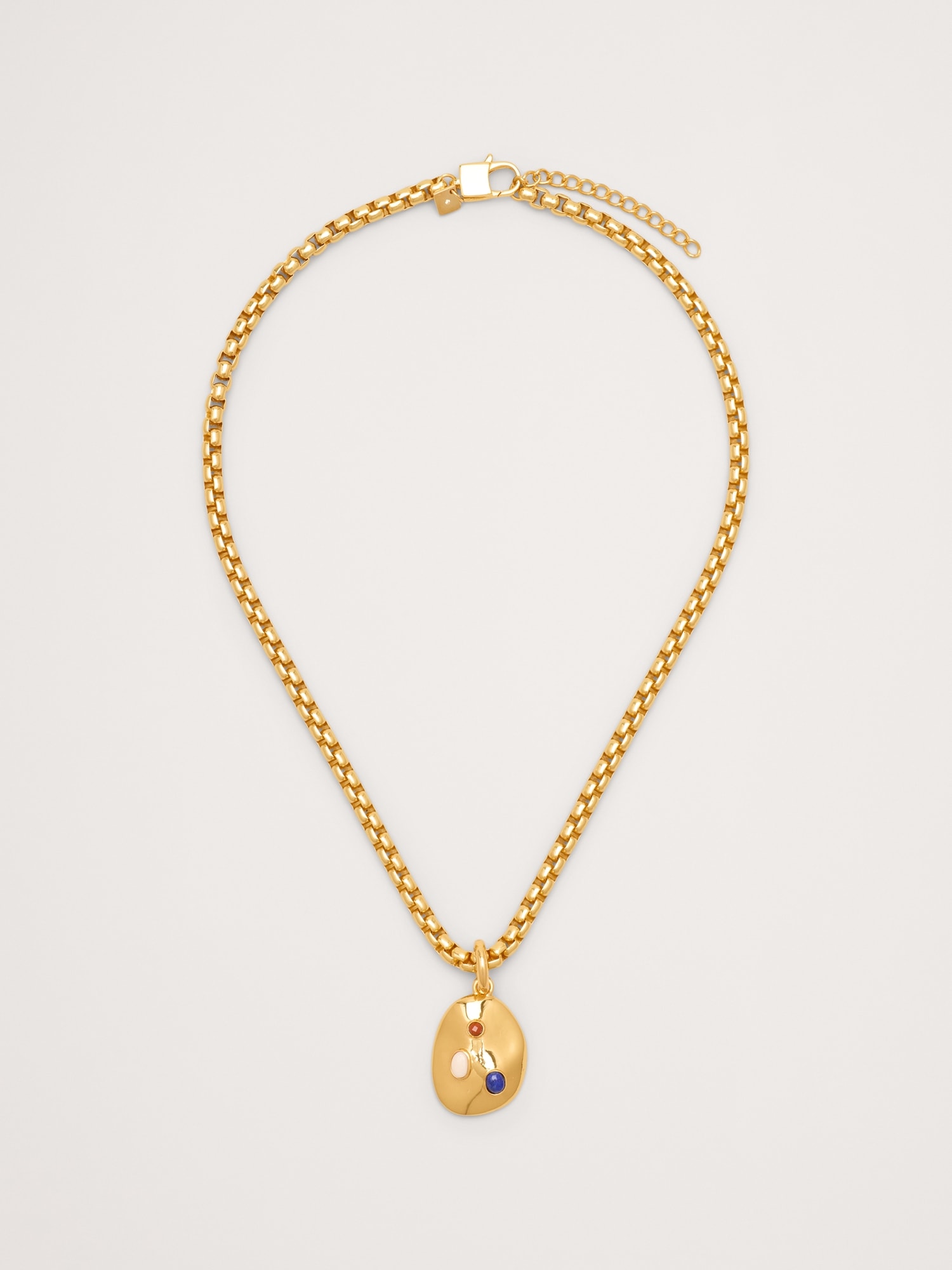 Gem Studed Oval Pendant Necklace