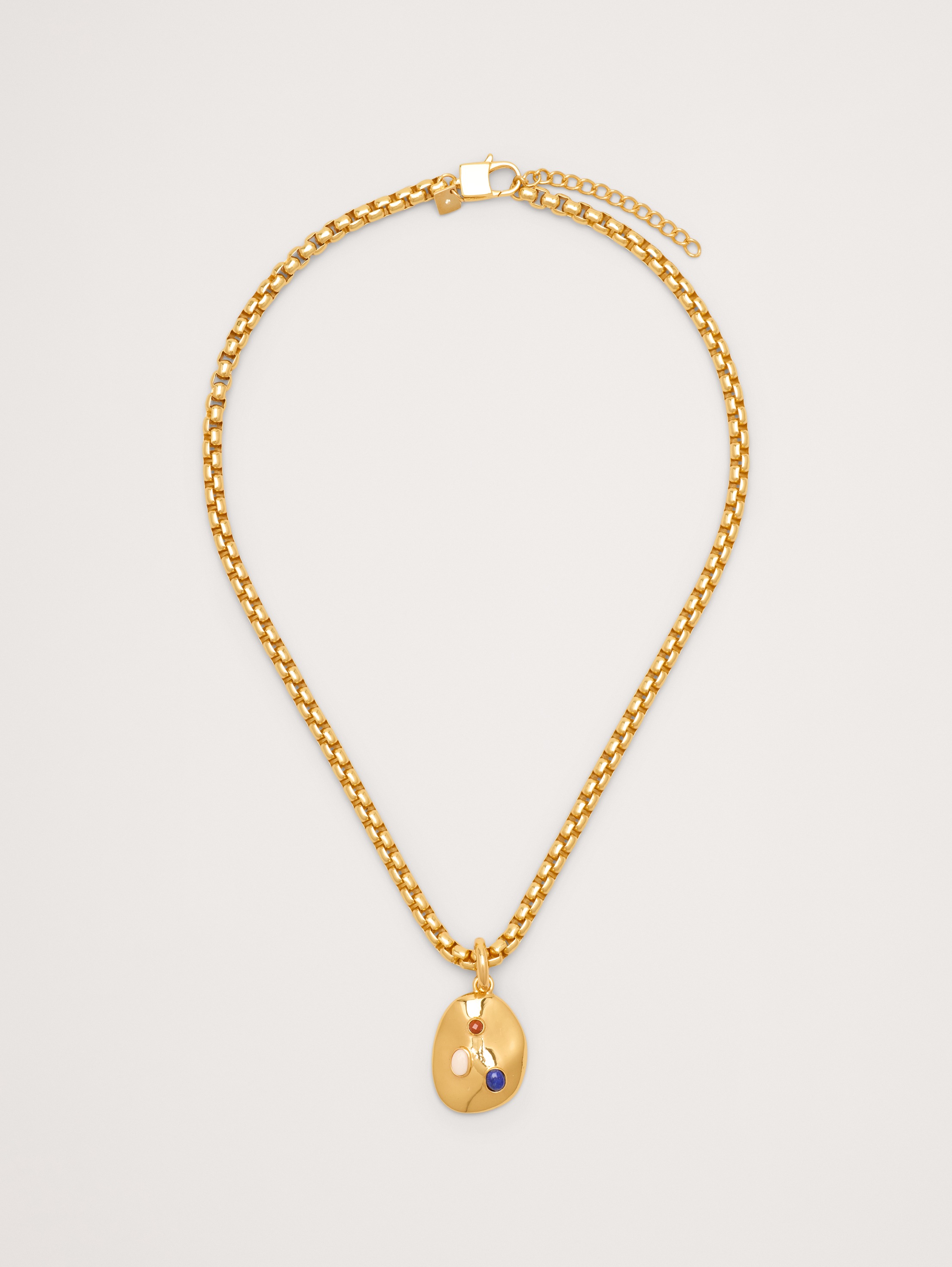 Gem Studed Oval Pendant Necklace