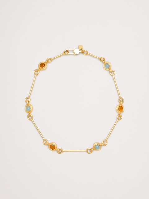 Circle Stone Link Necklace