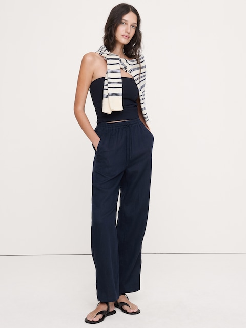 The Getaway Straight-Leg Pull-On Pant in Linen