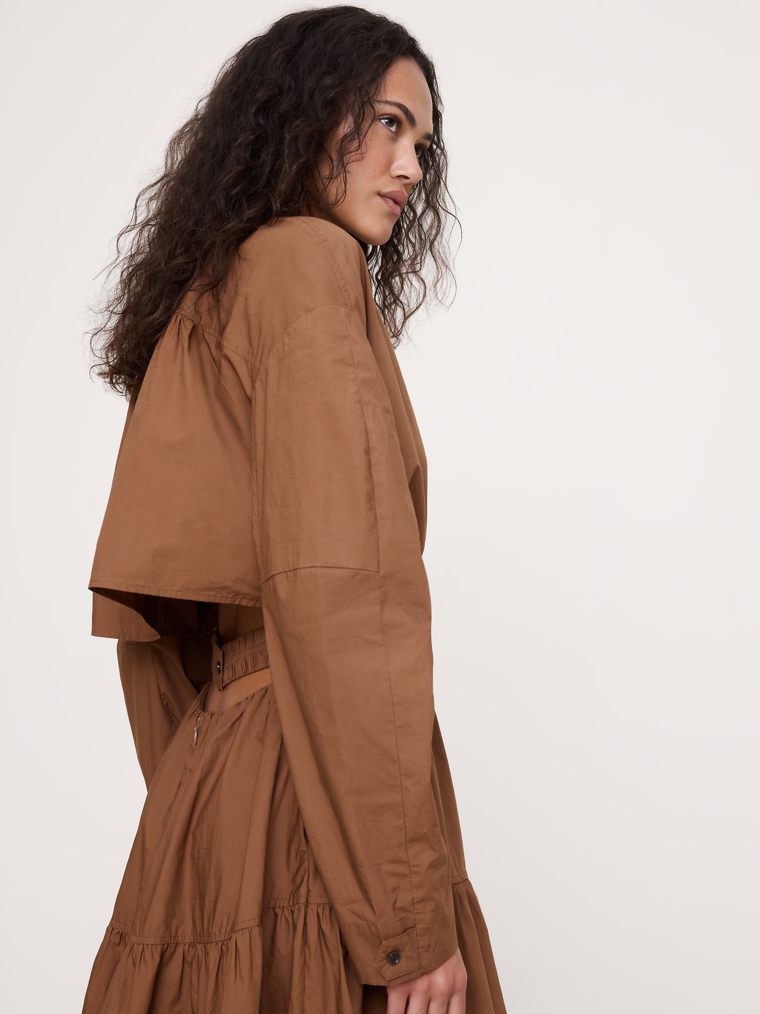 Image number 4 showing, Cotton Poplin Midi Shirt Dress with Open Back