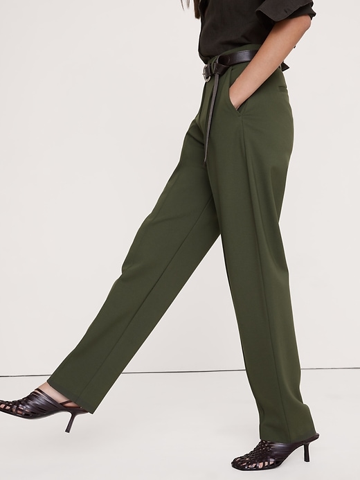 High-Rise Slim Drapey Ponte Pull-On Pant | Banana Republic