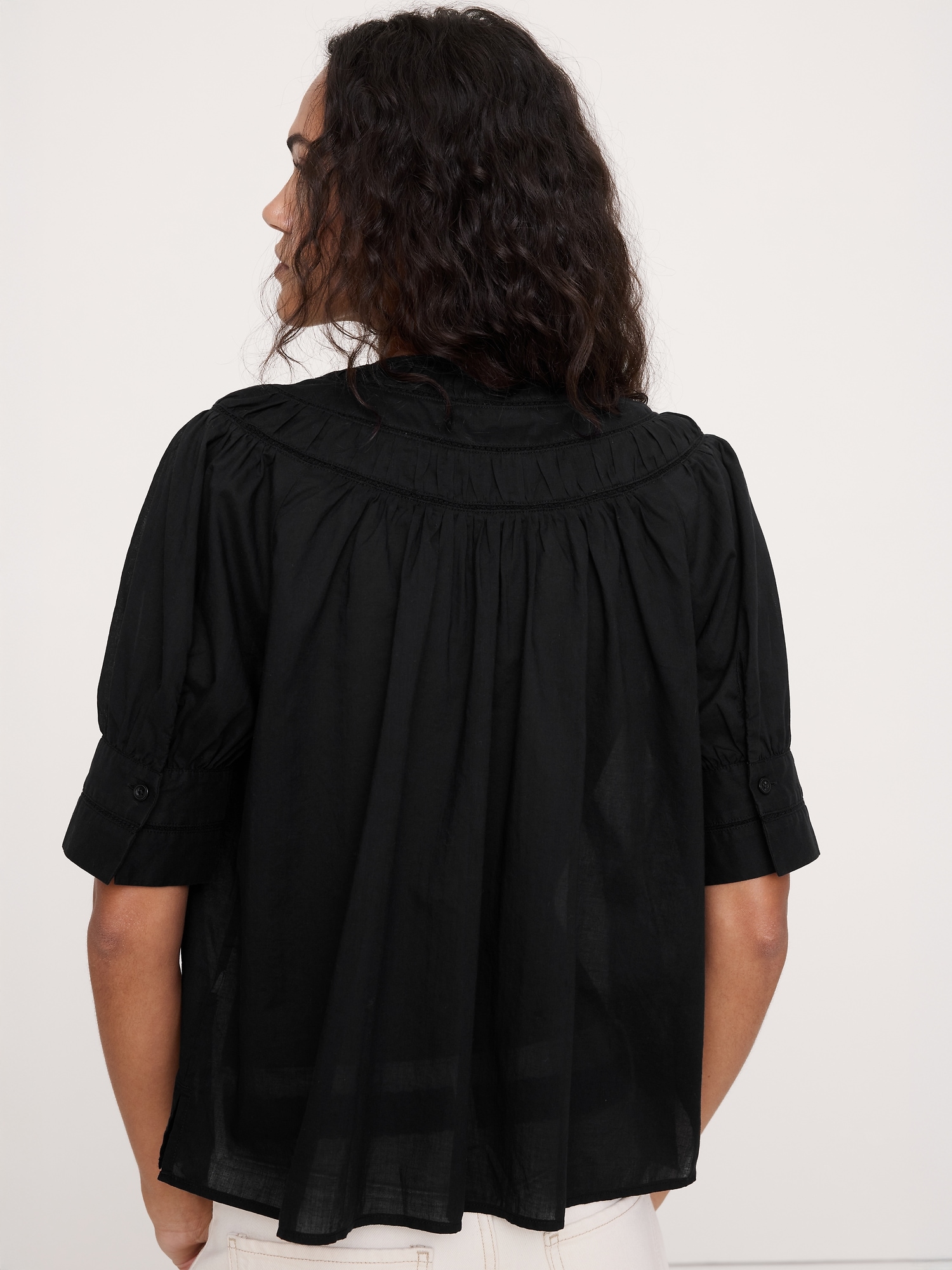 Image number 5 showing, Lightweight Cotton Inset Lace Top