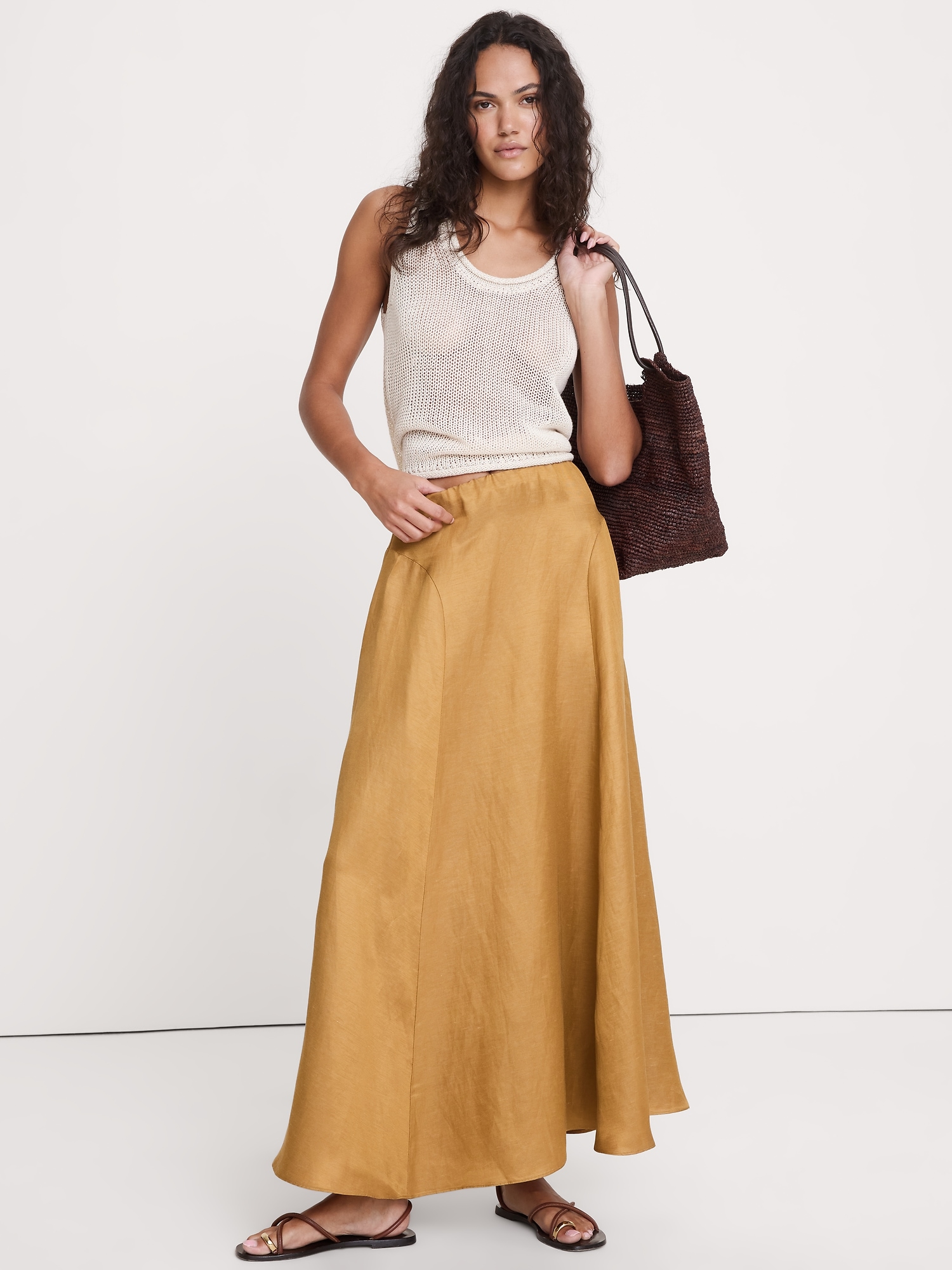 Image number 1 showing, Viscose-Linen Maxi Skirt