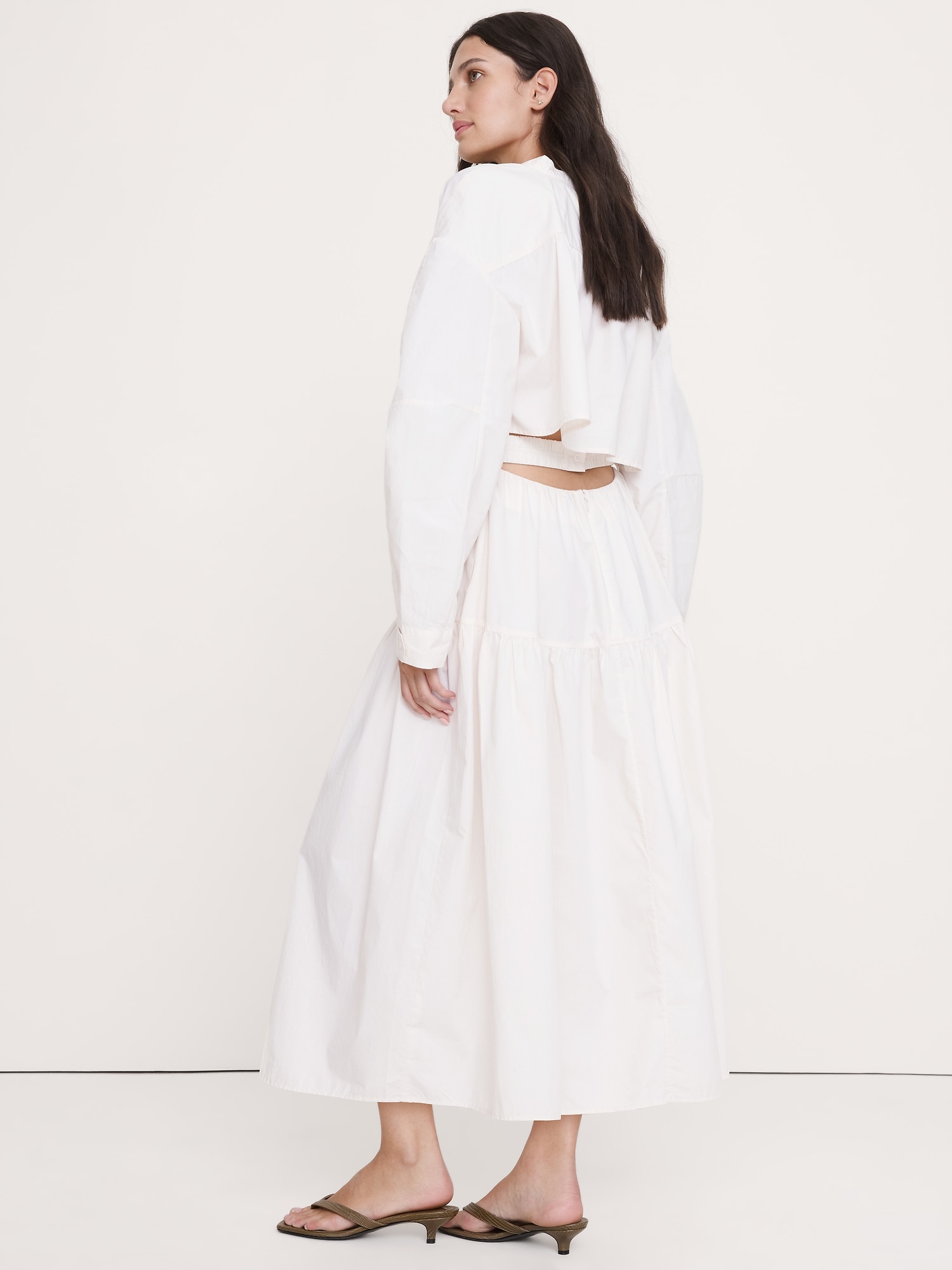 Image number 5 showing, Cotton Poplin Midi Shirt Dress with Open Back