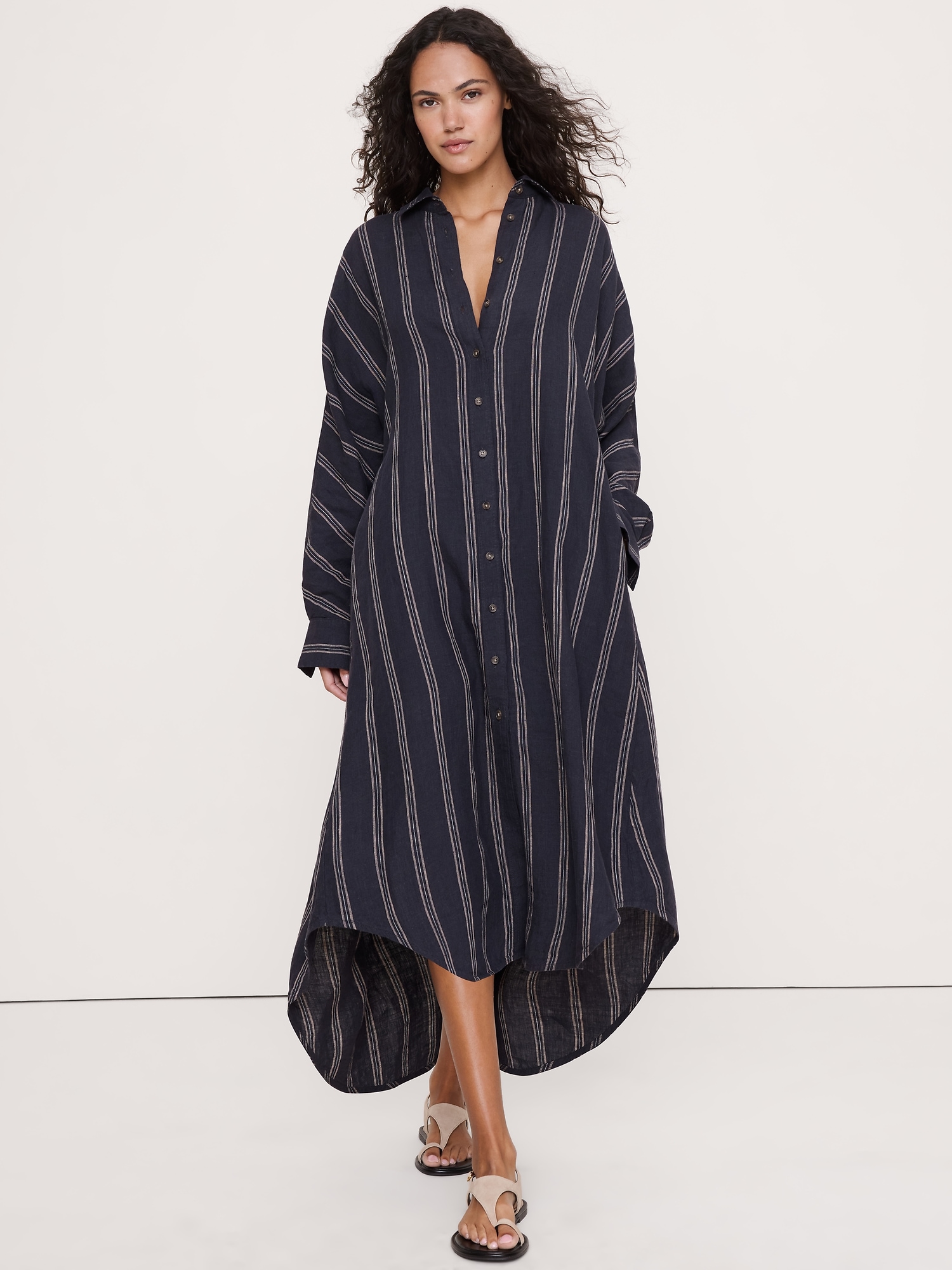 Image number 6 showing, Linen Midi Shirt Dress