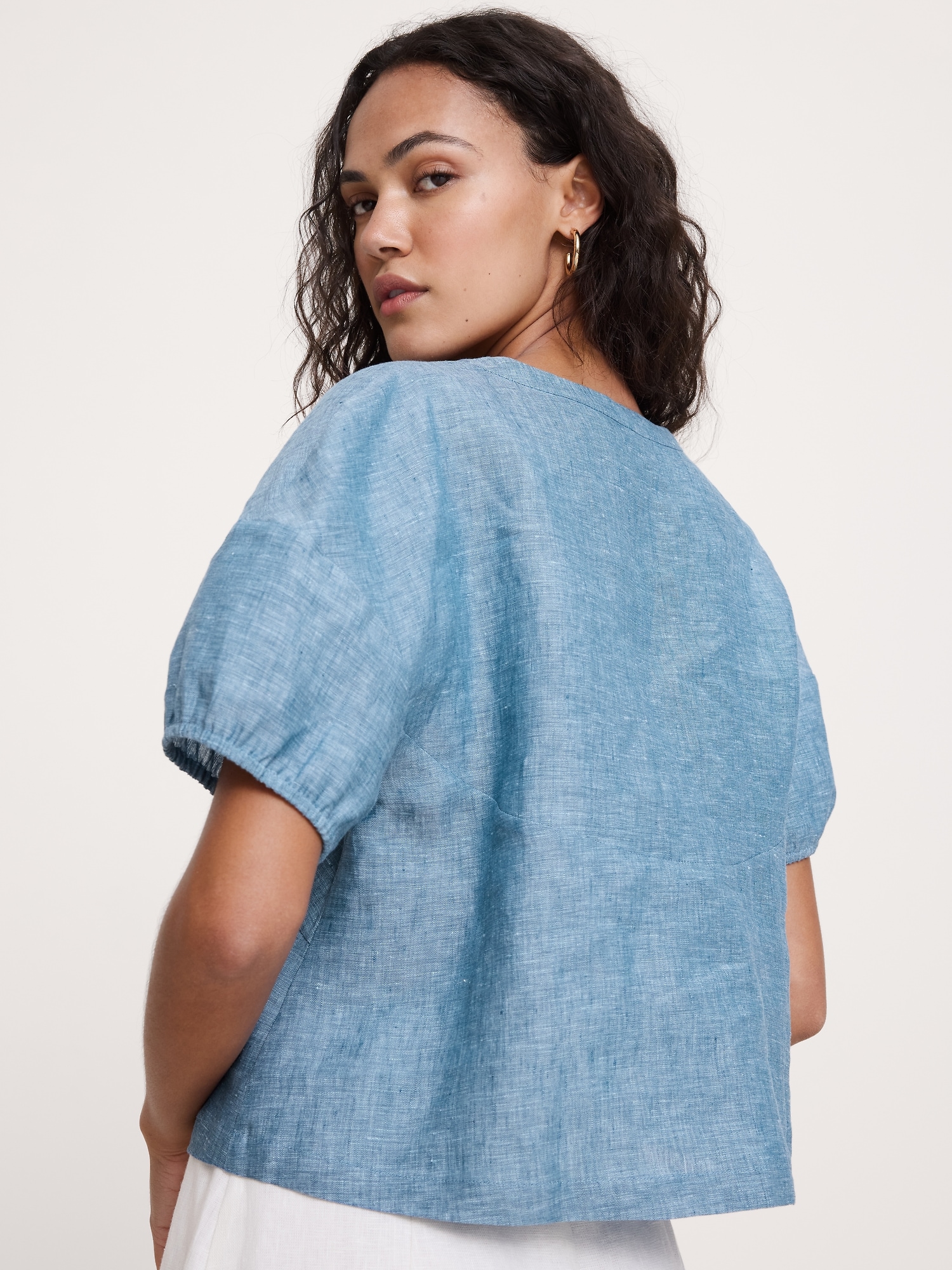 Image number 6 showing, Linen Tie-Front V-Neck Top