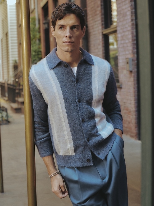 Italian Alpaca-Blend Polo Cardigan | Banana Republic