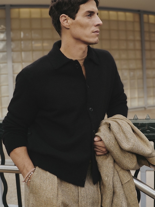 Italian Alpaca-Blend Polo Cardigan | Banana Republic