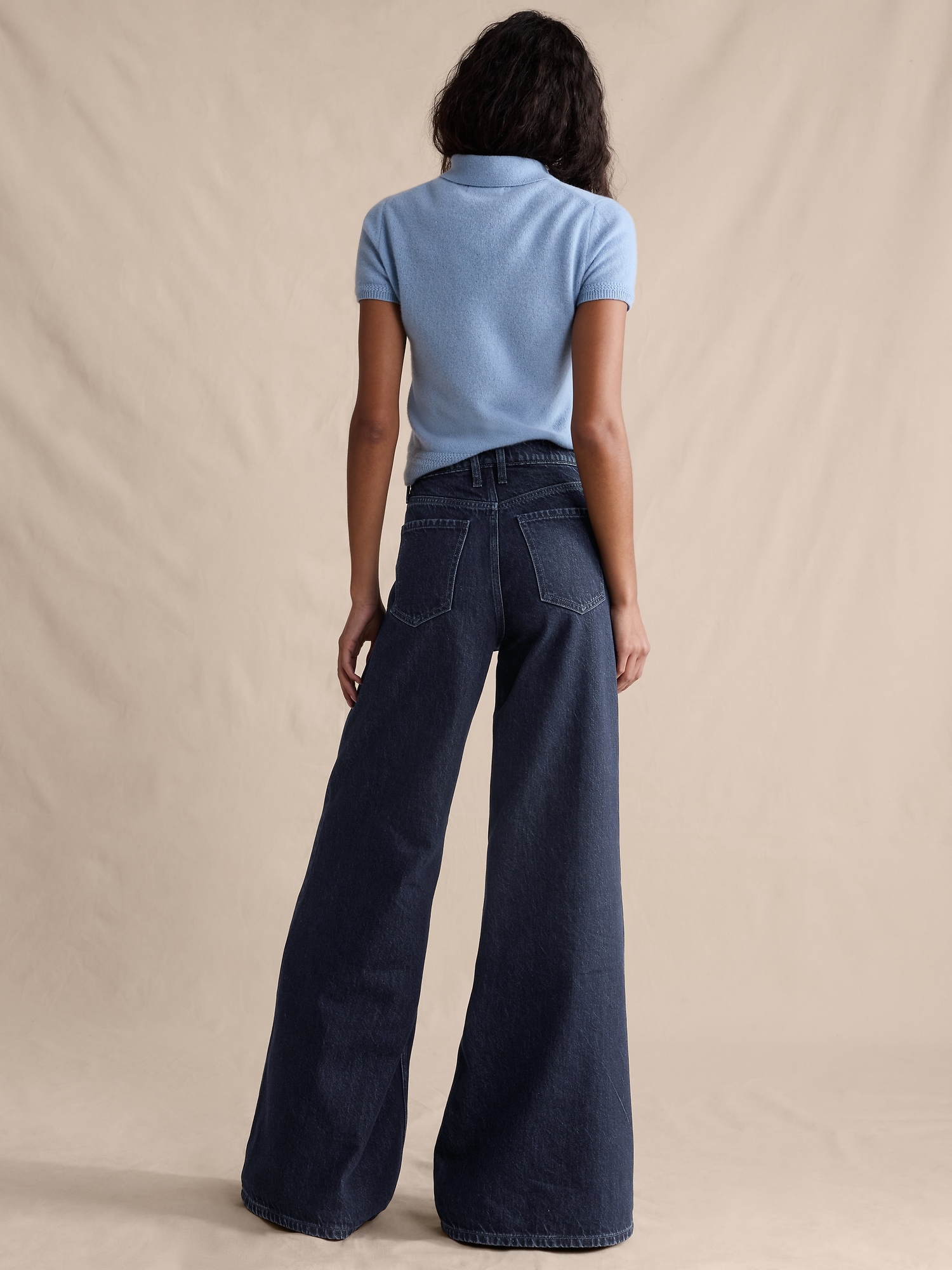 Image number 2 showing, High-Rise Wide-Leg Lightweight Palazzo Jean