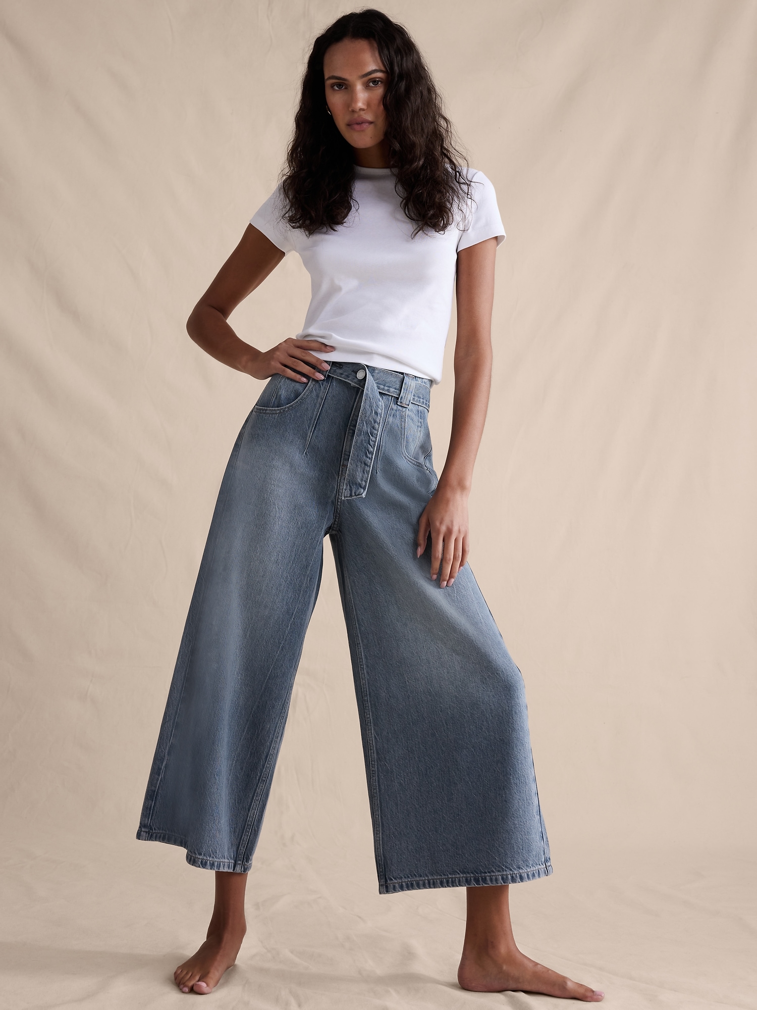 Image number 4 showing, Ultra-High Rise Lightweight Culotte Jean